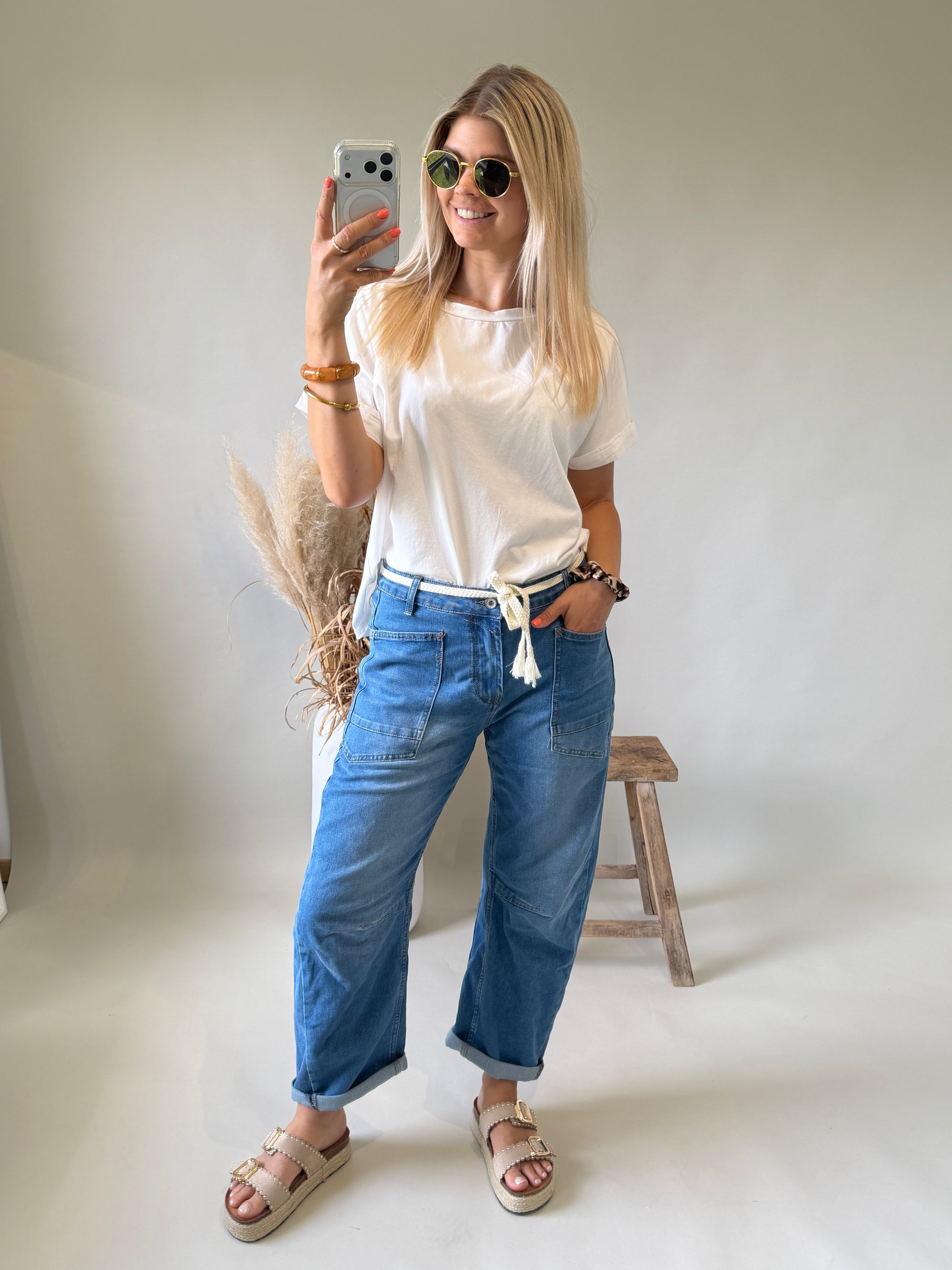 Jeans ( Ballon ) mit großen Taschen vorne