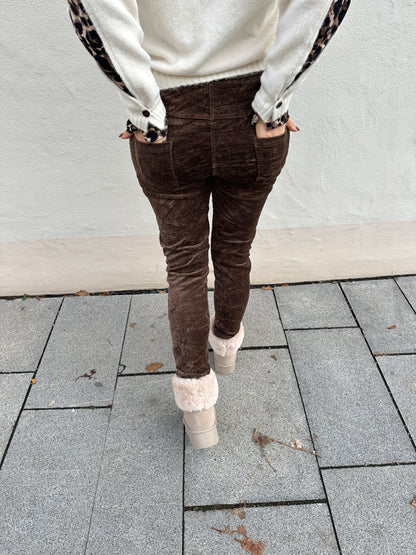 Hose in Schokobraun Samt-Optik