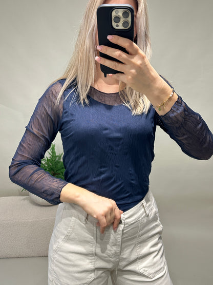 Netzshirt in Dunkelblau