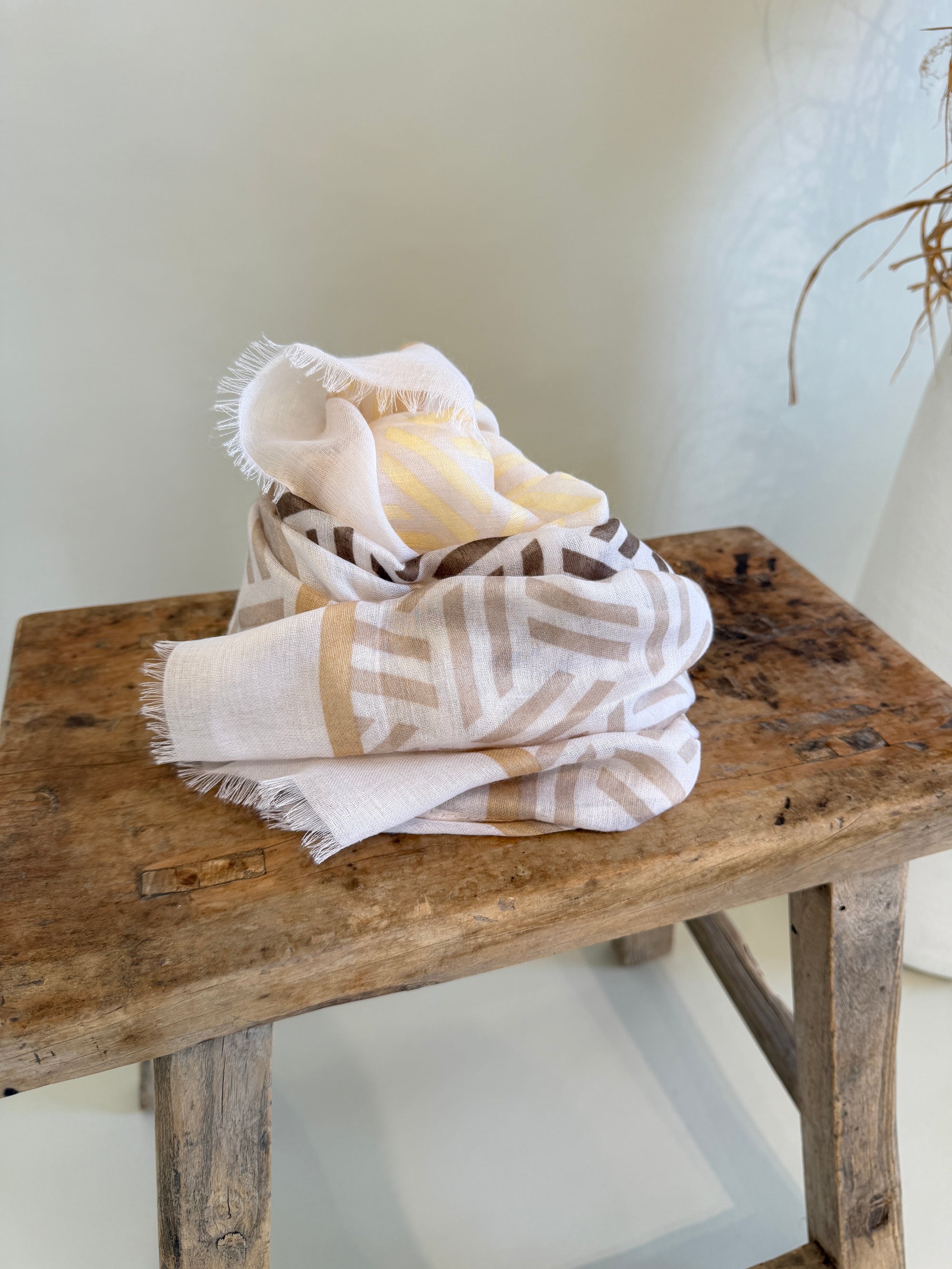 Schal  Beige / Zimt / Zitronengelb