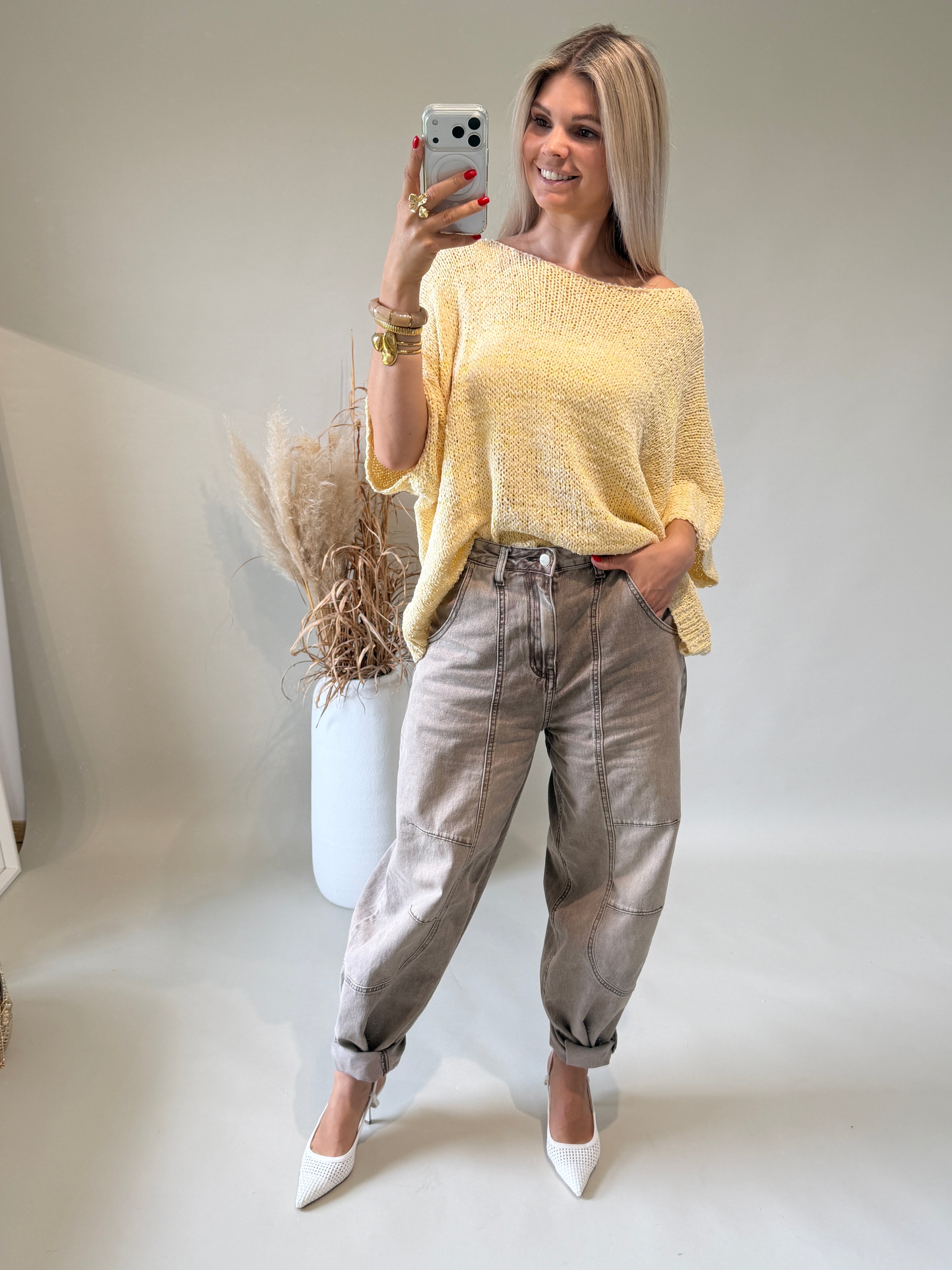 Pullover in Vanillegelb ( Kurzarm )