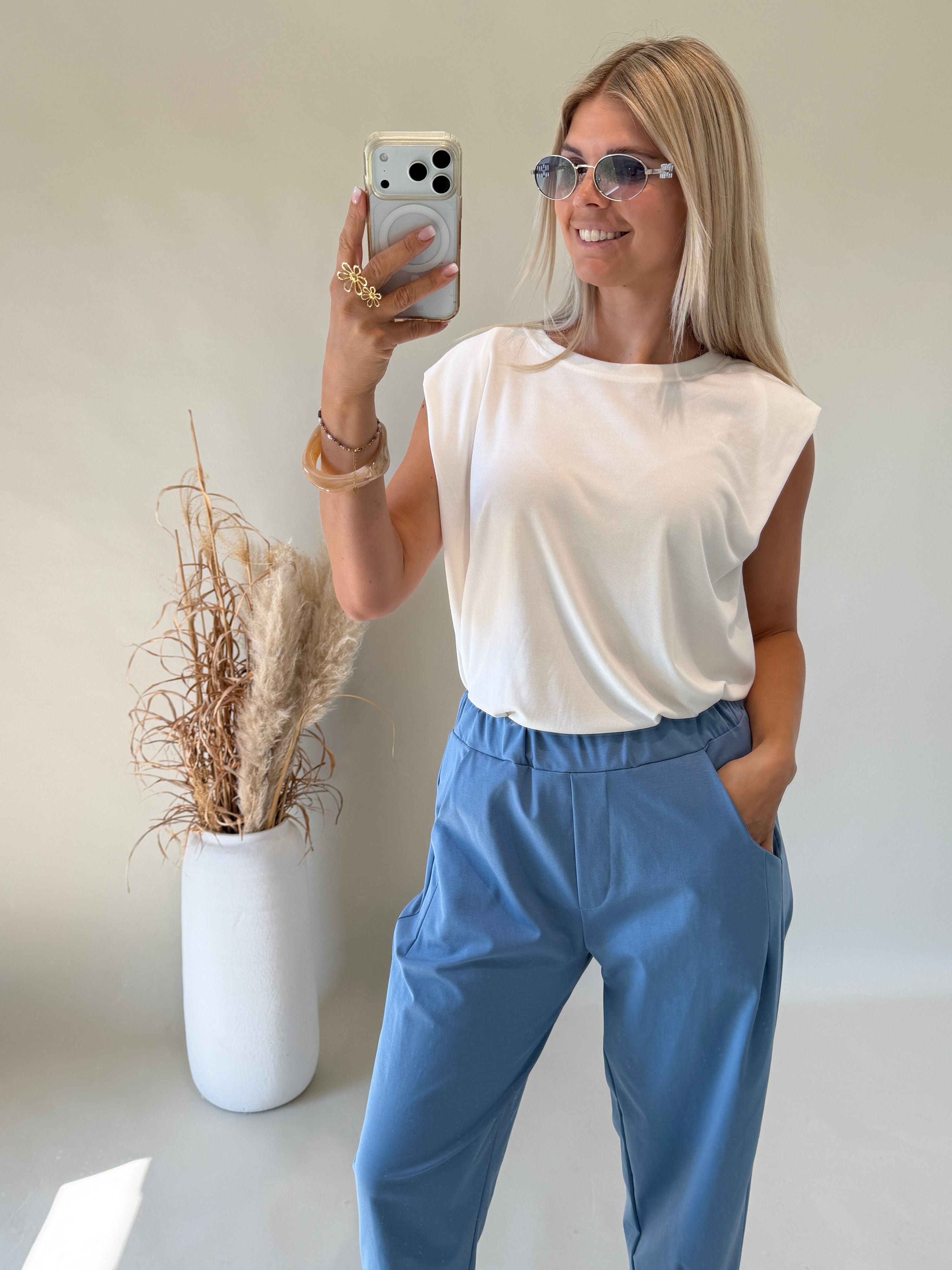 Shirt Feinstrickoptik in Wollweiß