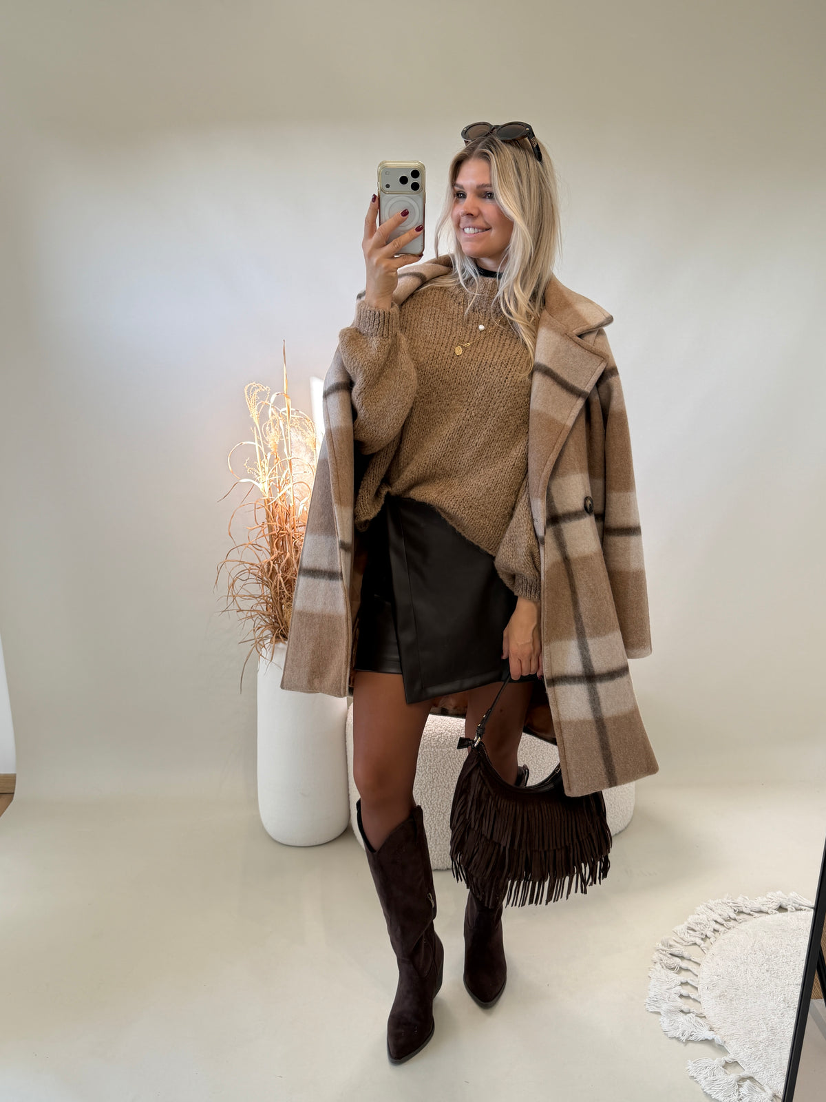 Skort in Schokobraun (Lederoptik)