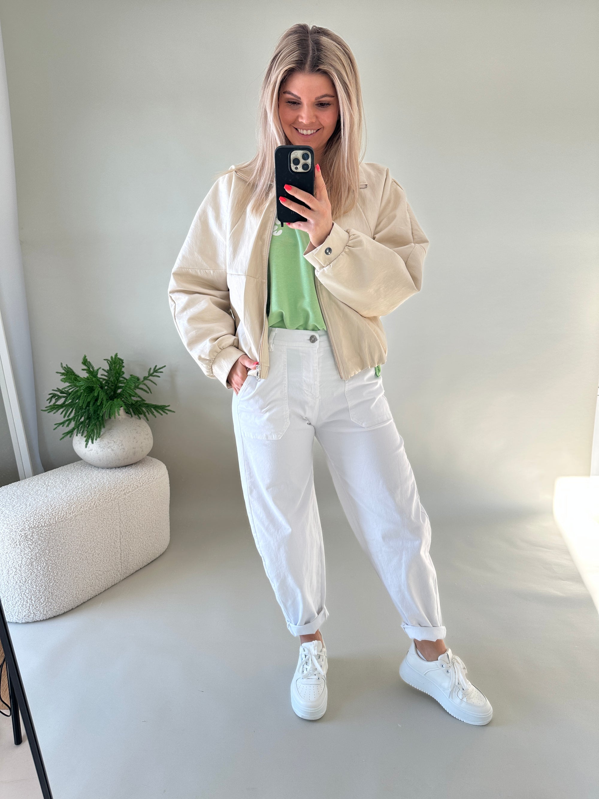 Kunstlederjacke in Beige