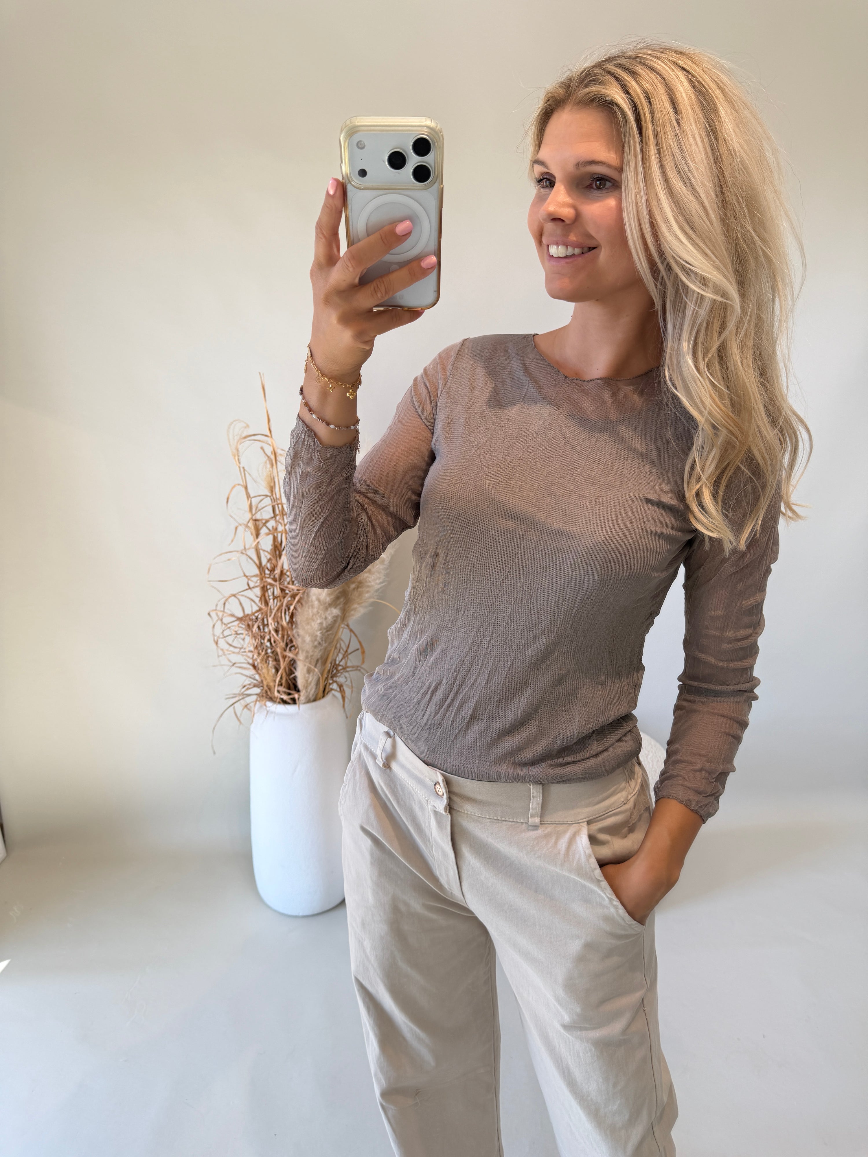 Netzshirt in Nussbraun