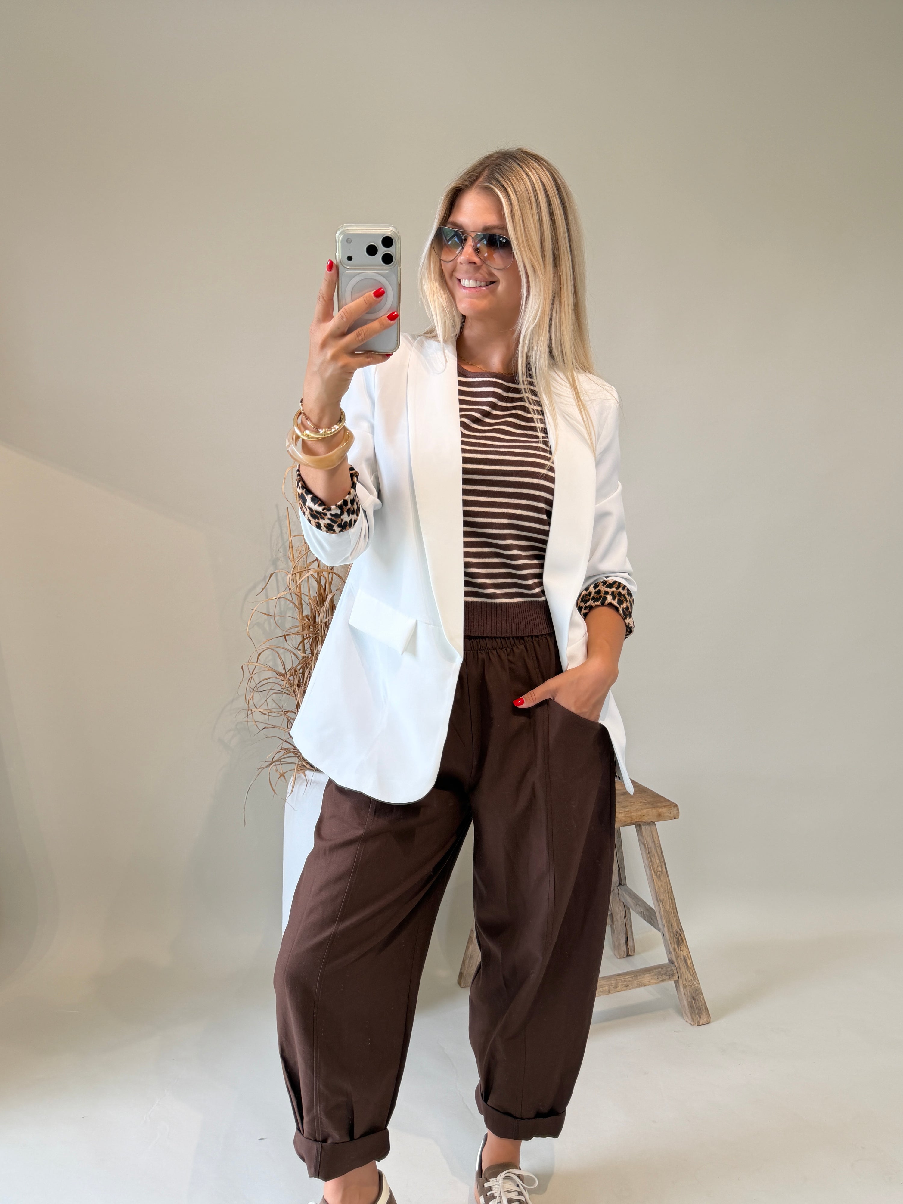 Blazer in Wollweiß mit Leo