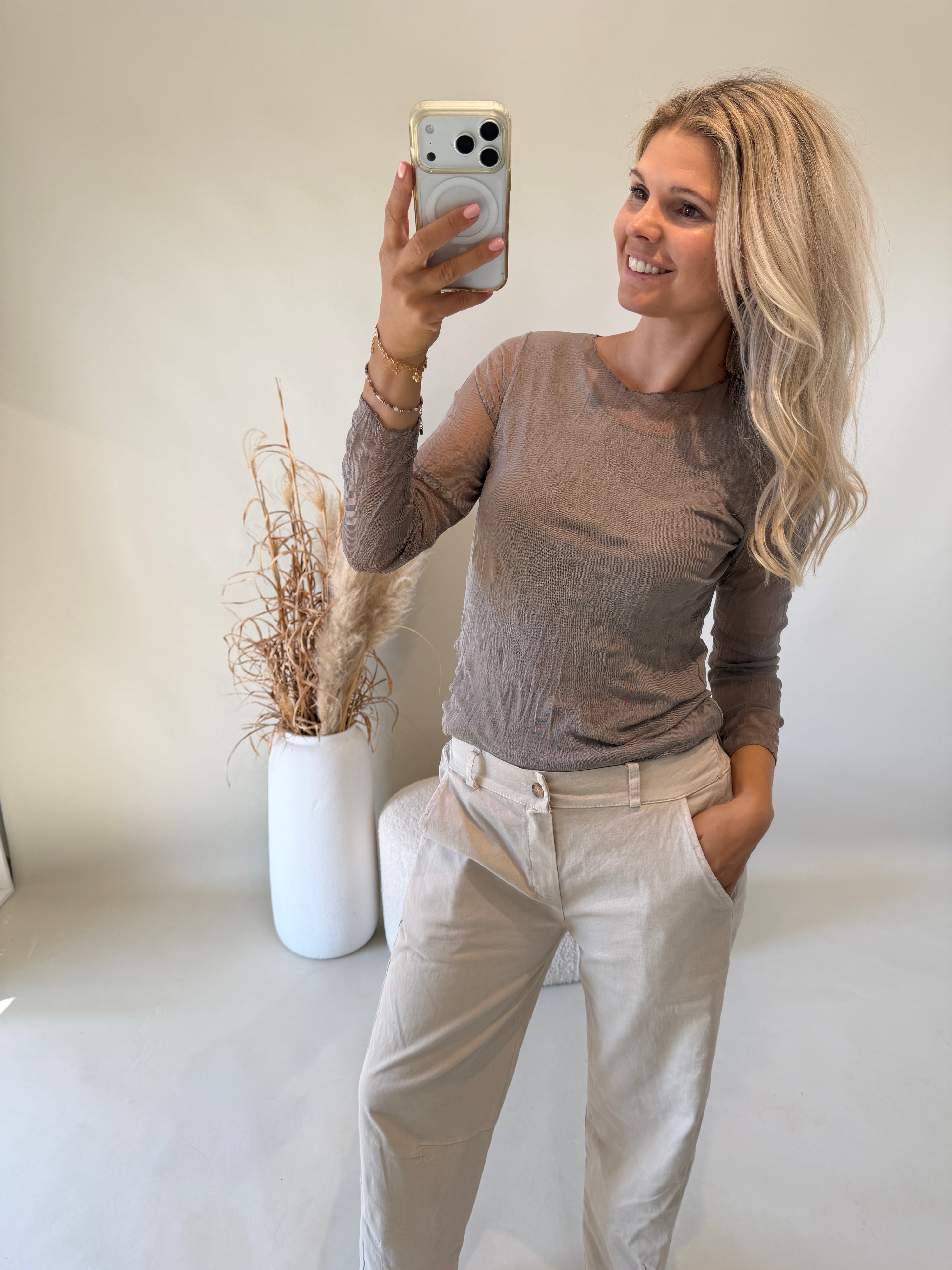 Netzshirt in Nussbraun
