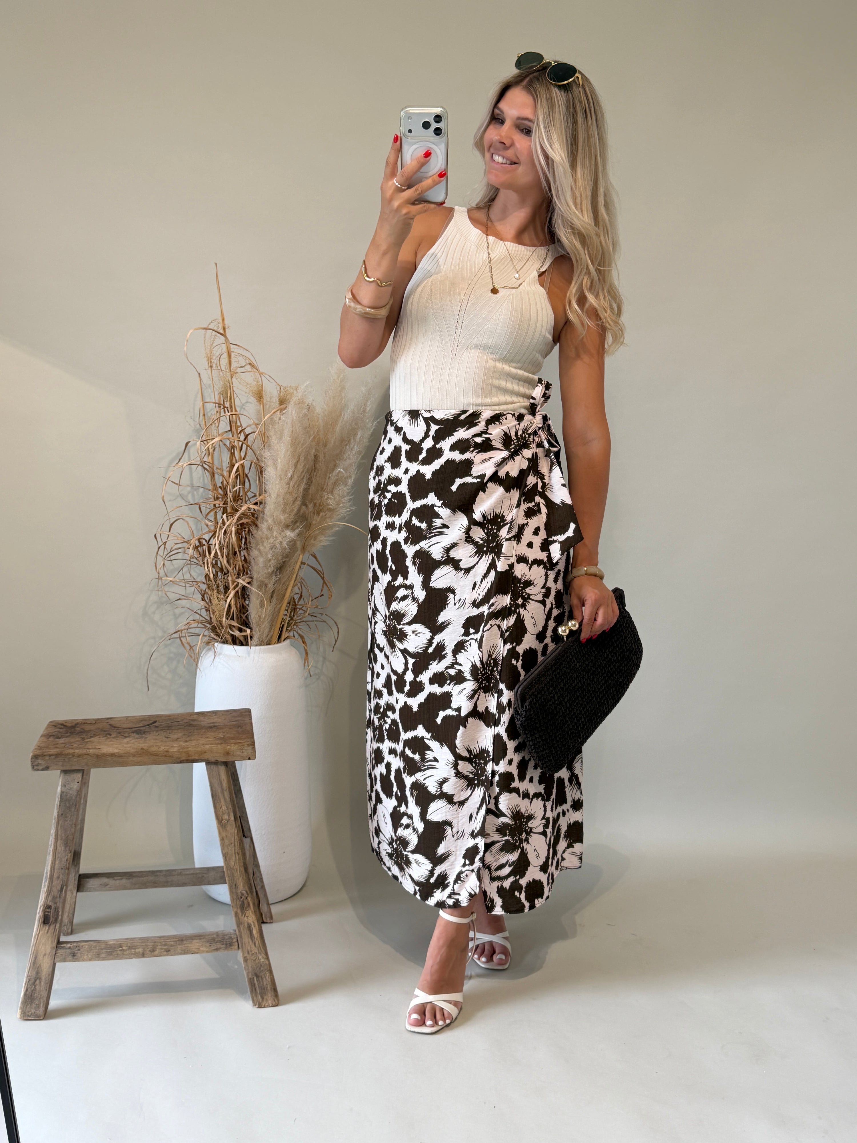 Rock in Schokobraun mit Beige ( Wickelrock )