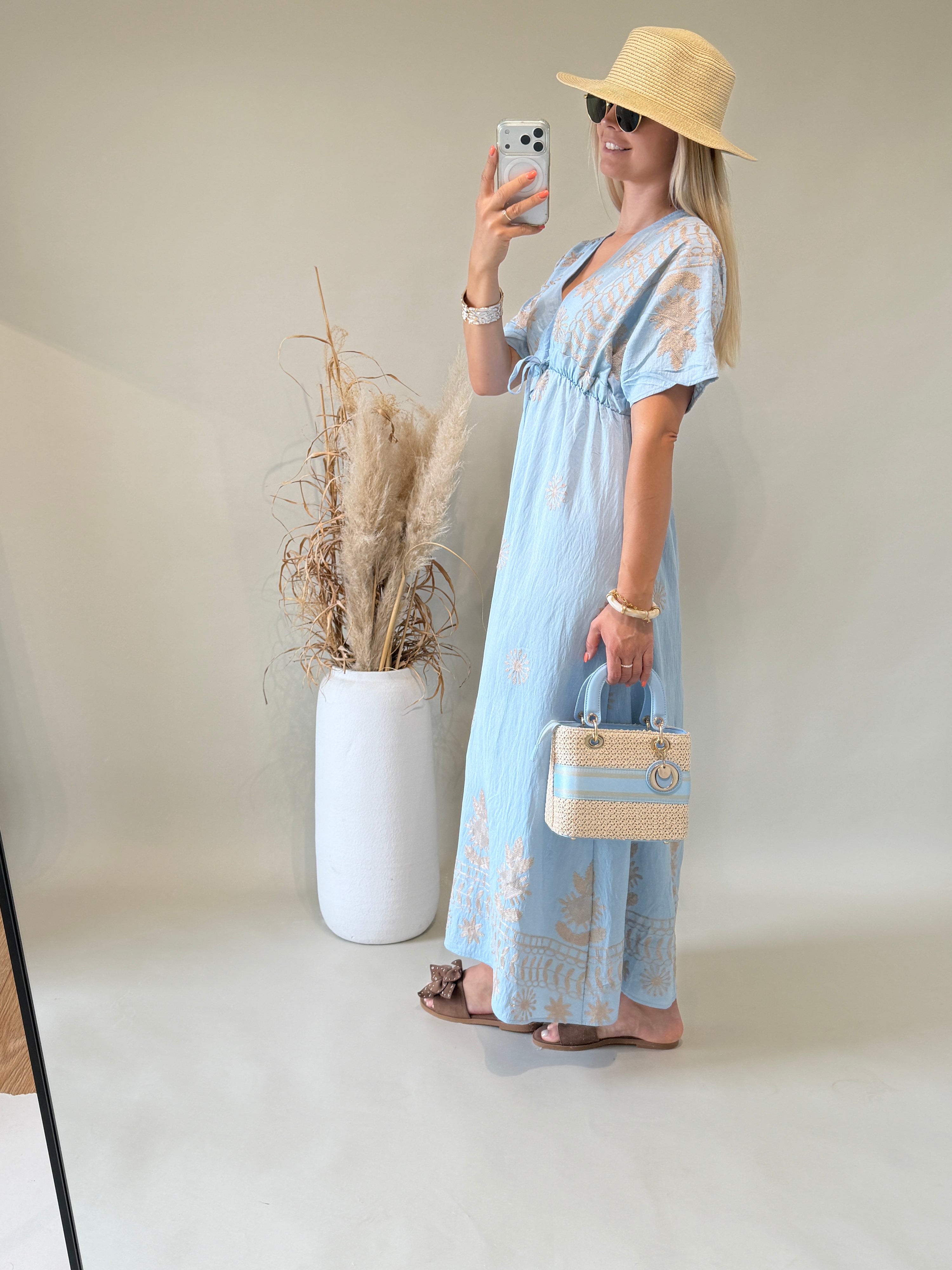 Tasche in Beige / Hellblau