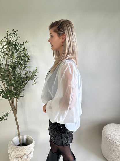 Bluse in Weiß (durchsichtig)