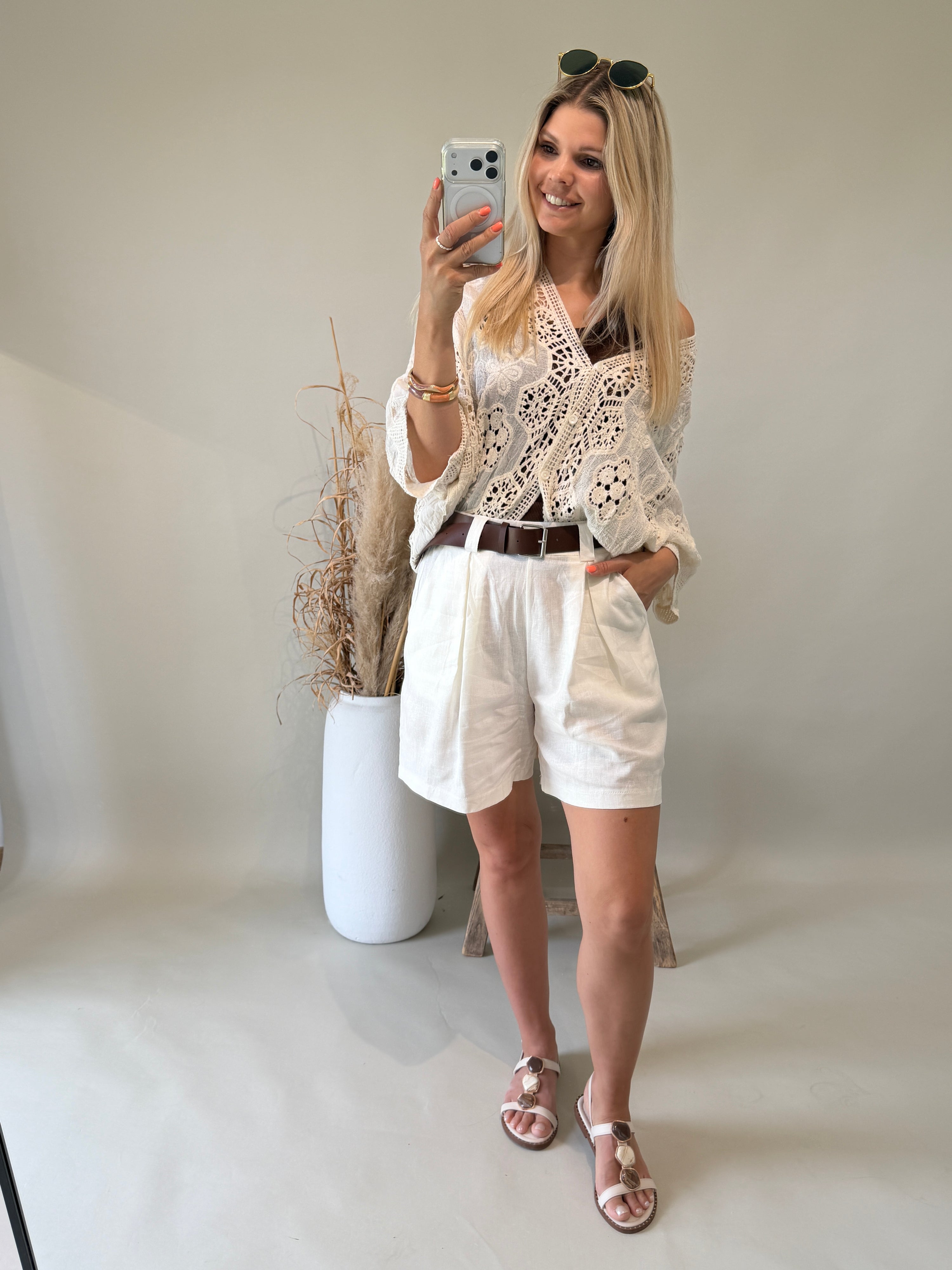 Jacke in Beige aus Bohospitze