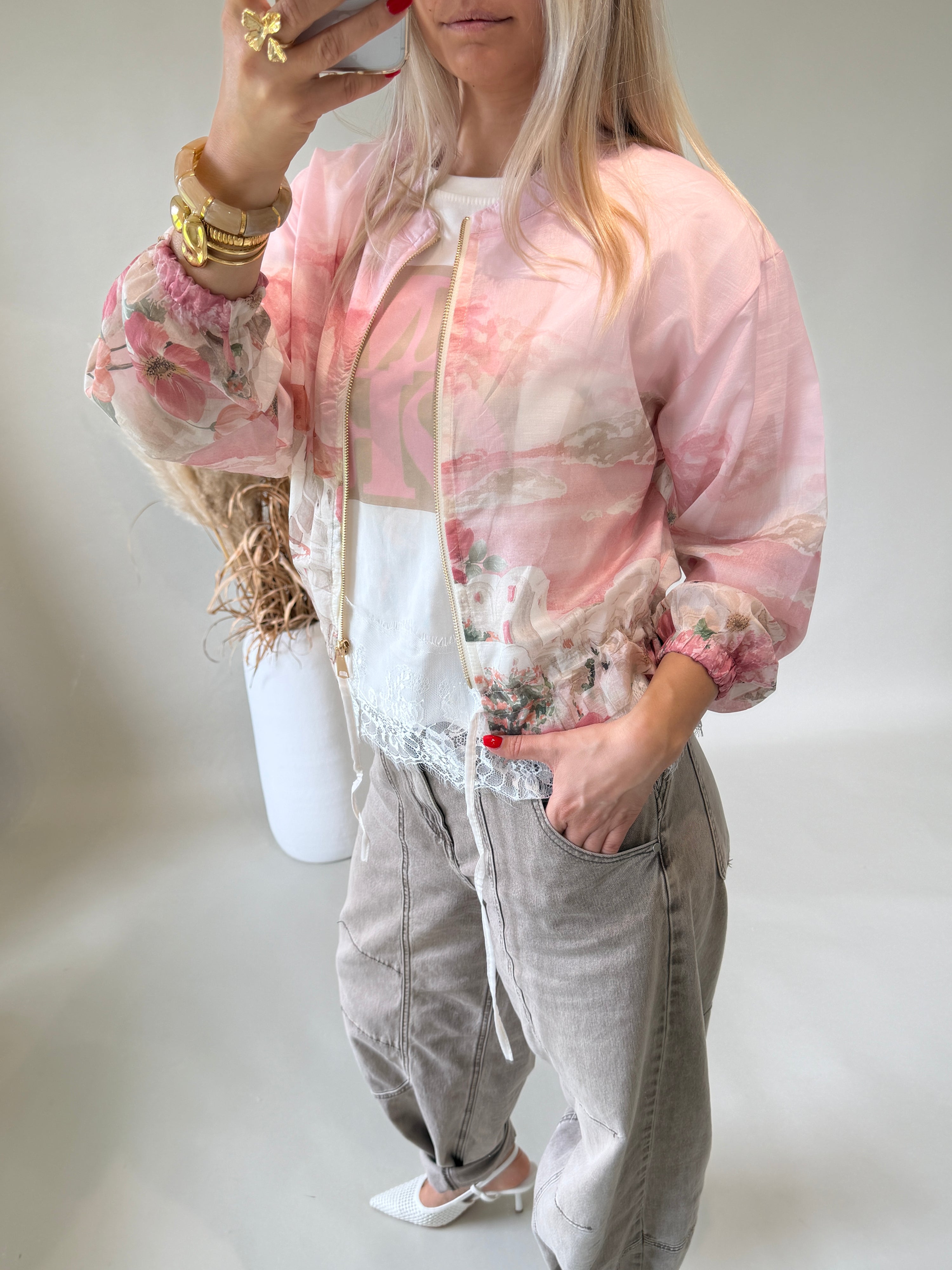 Jacke in Rosa mit Aufdruck ( Bunt )