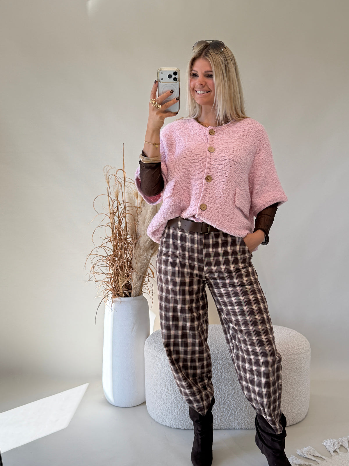Strickjacke in Rosa ( Kurzarm )