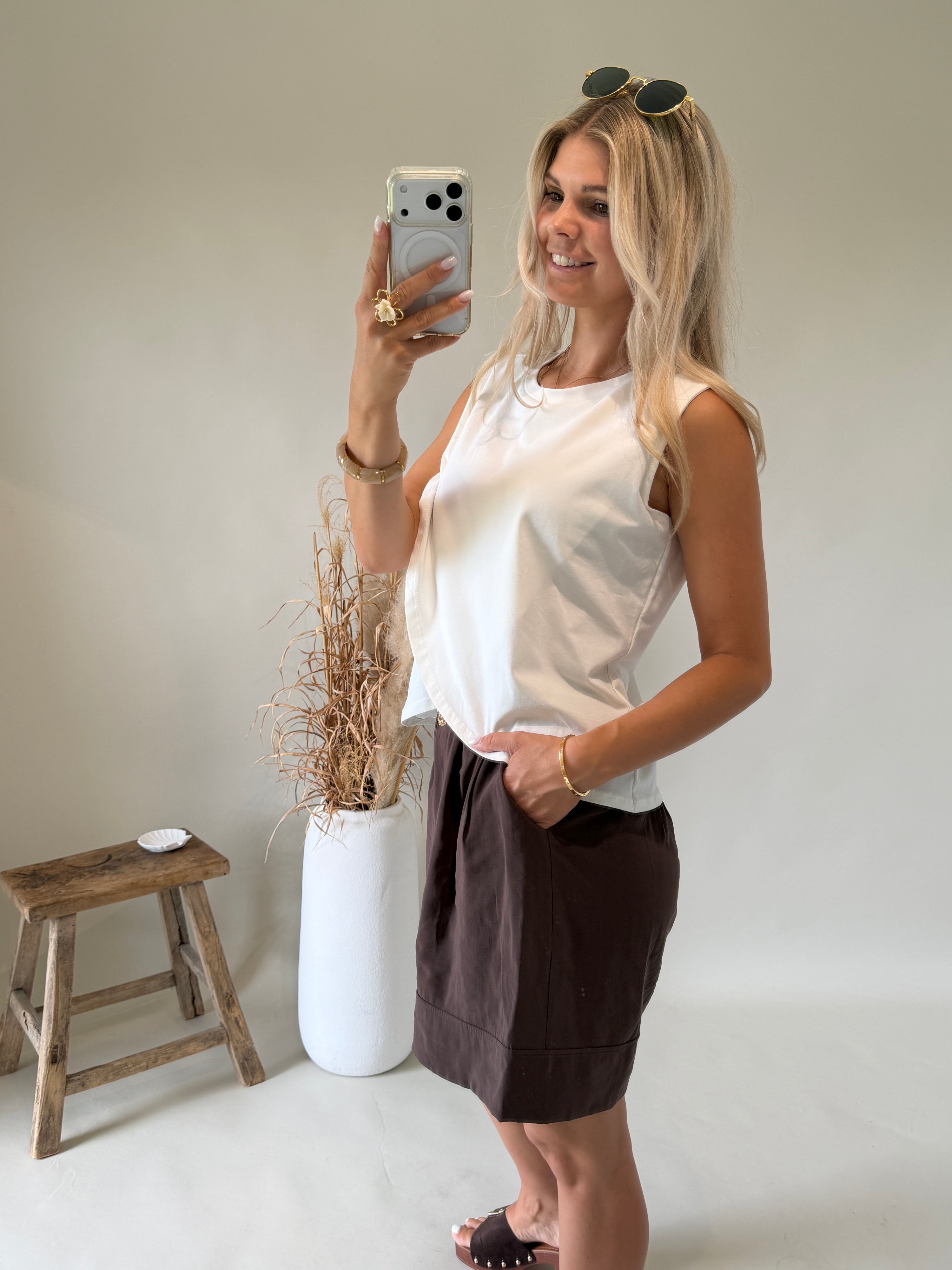 Top in Creme im Wickelstil