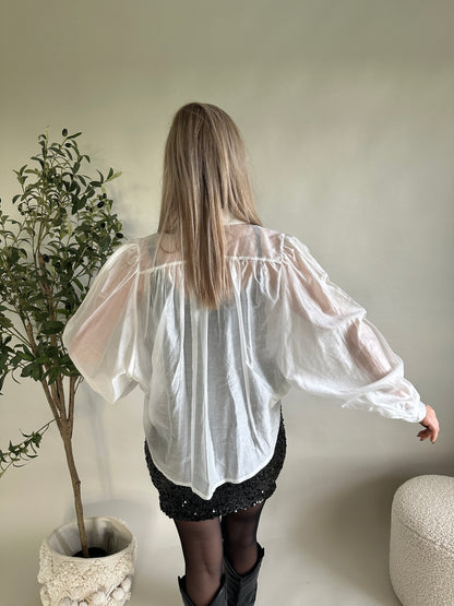 Bluse in Weiß (durchsichtig)