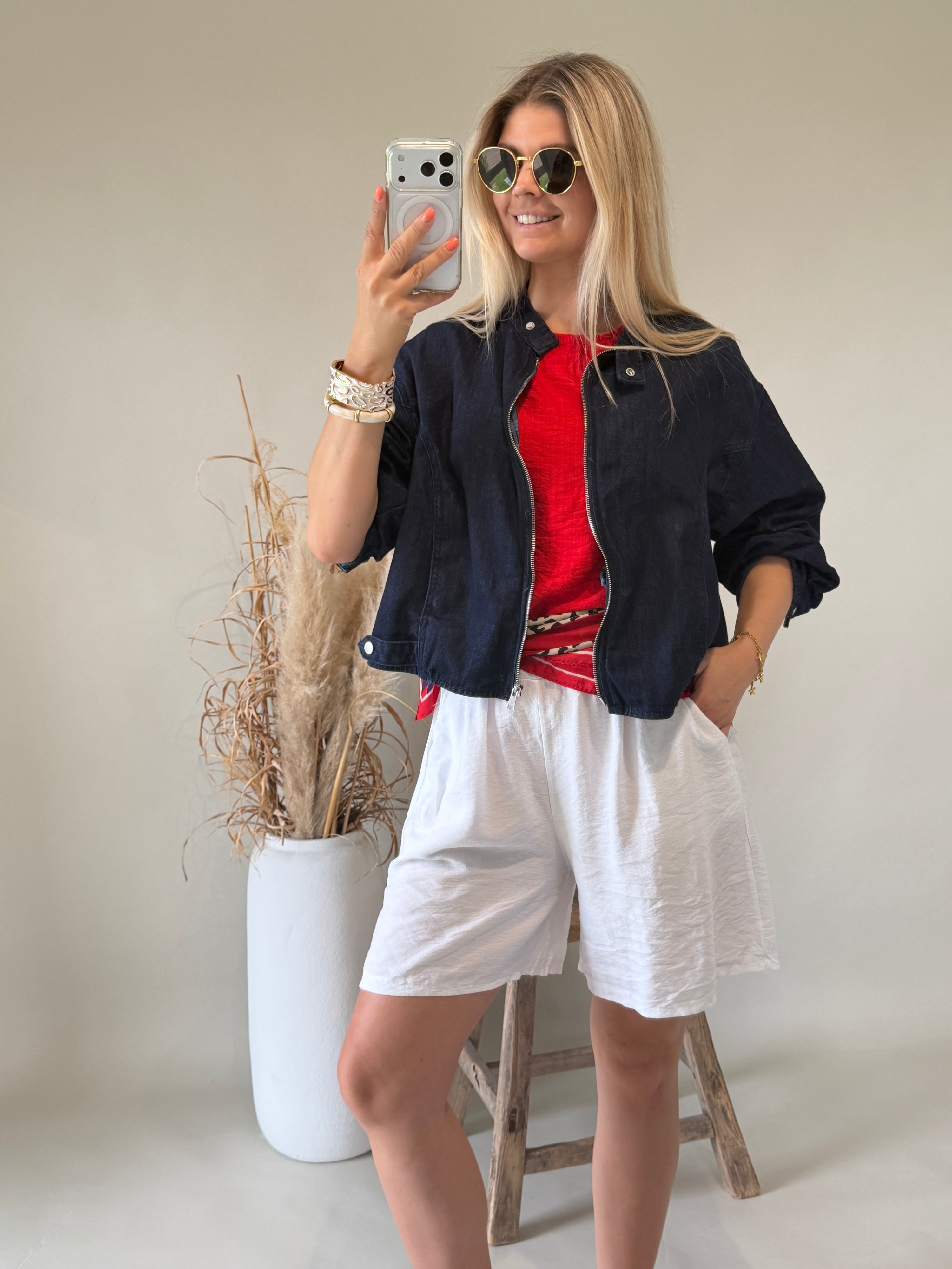 Jacke in Dunkelblau ( Leichter Jeansstoff )
