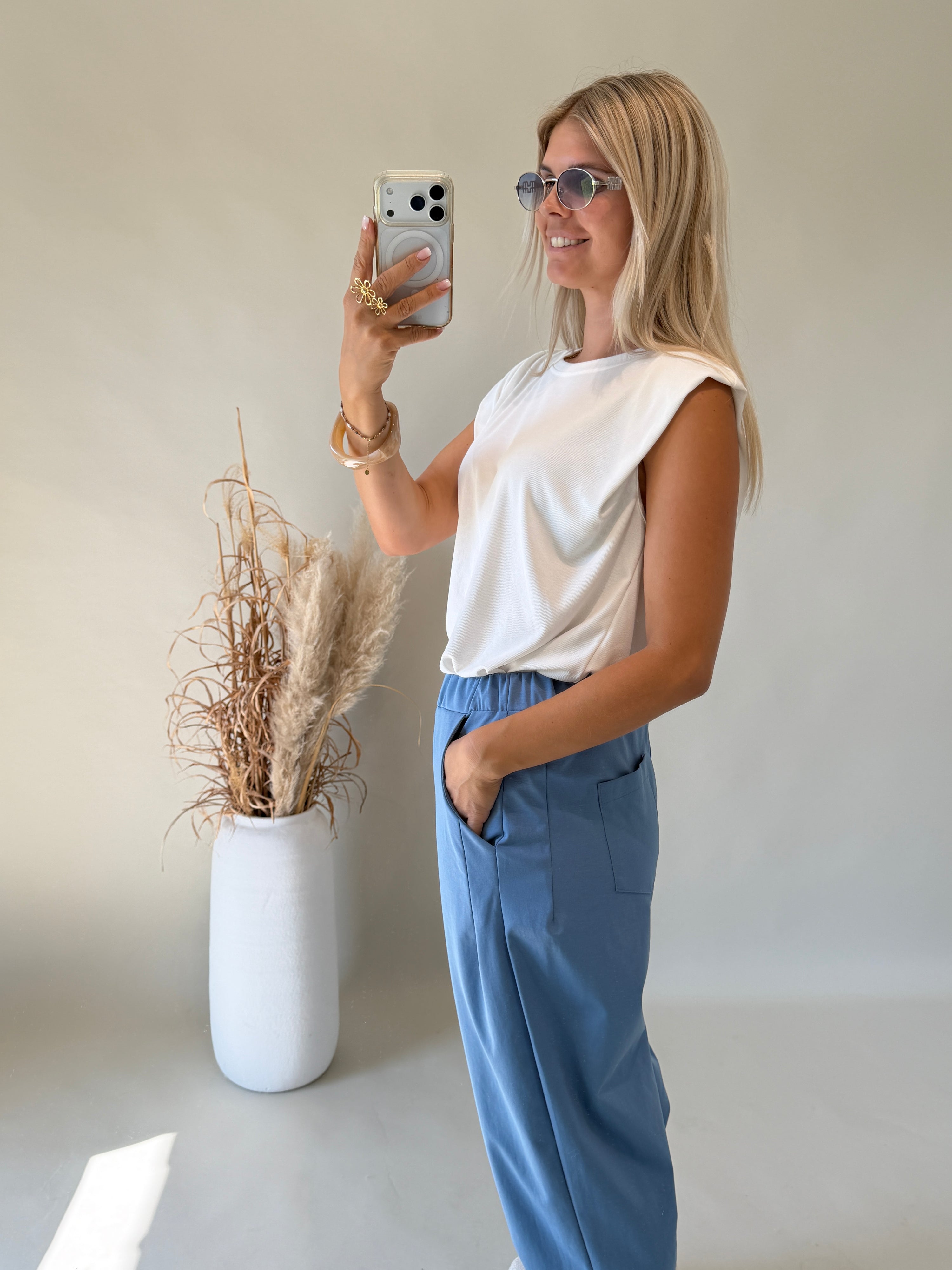 Shirt Feinstrickoptik in Wollweiß