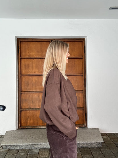 Ballonjacke in Schokobraun ( Velourleder-Optik )