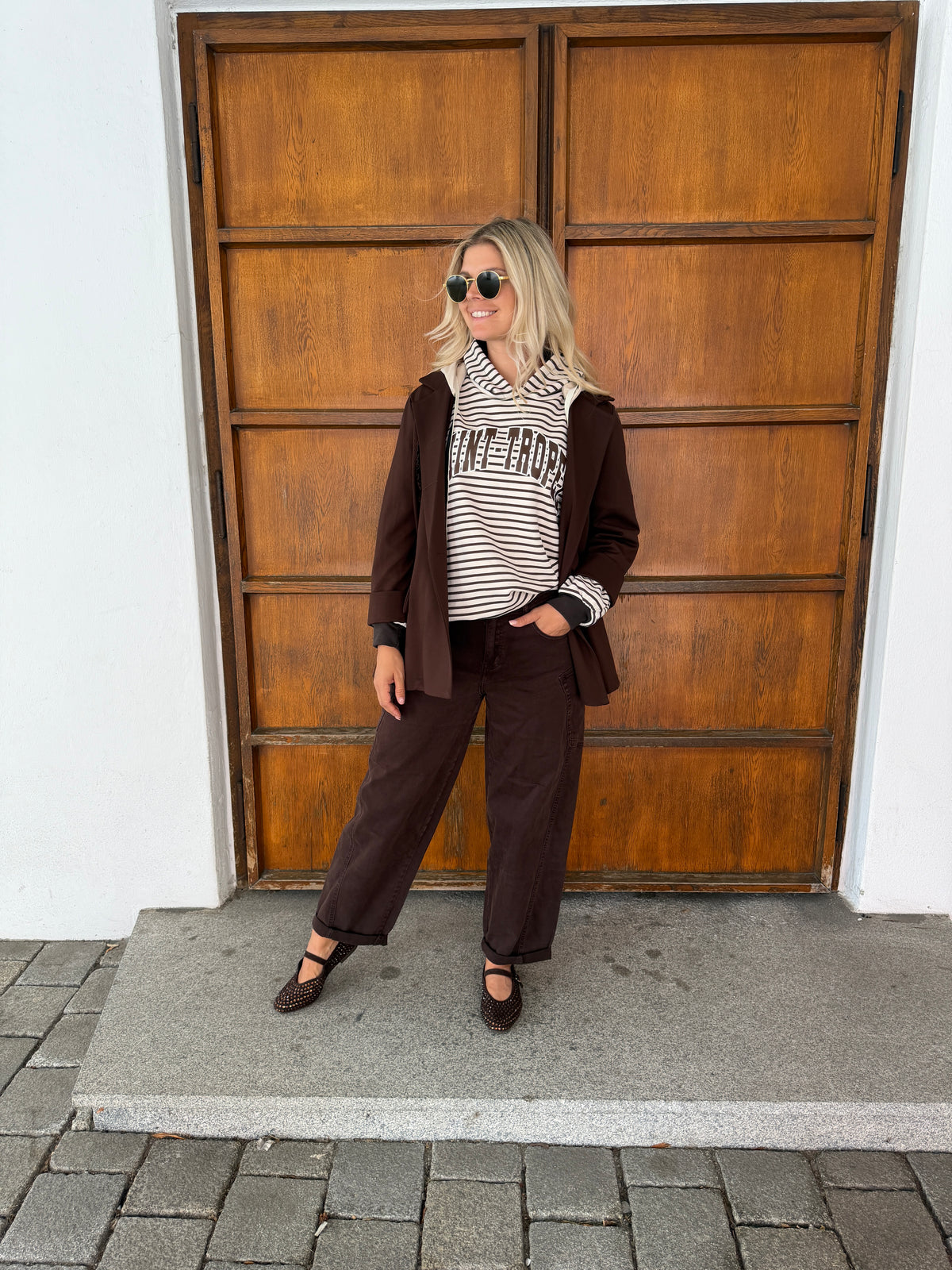 Blazer in Schokobraun mit Kapuze