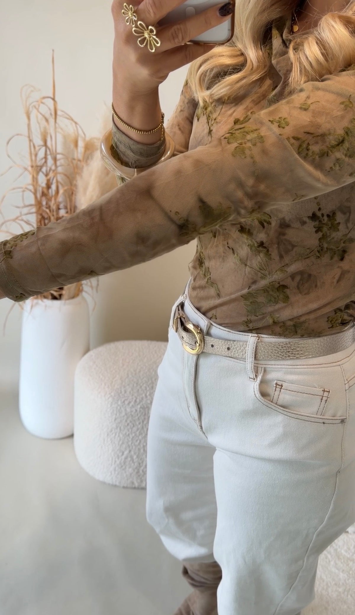 Shirt in Olivgrün mit Muster ( Transparent )