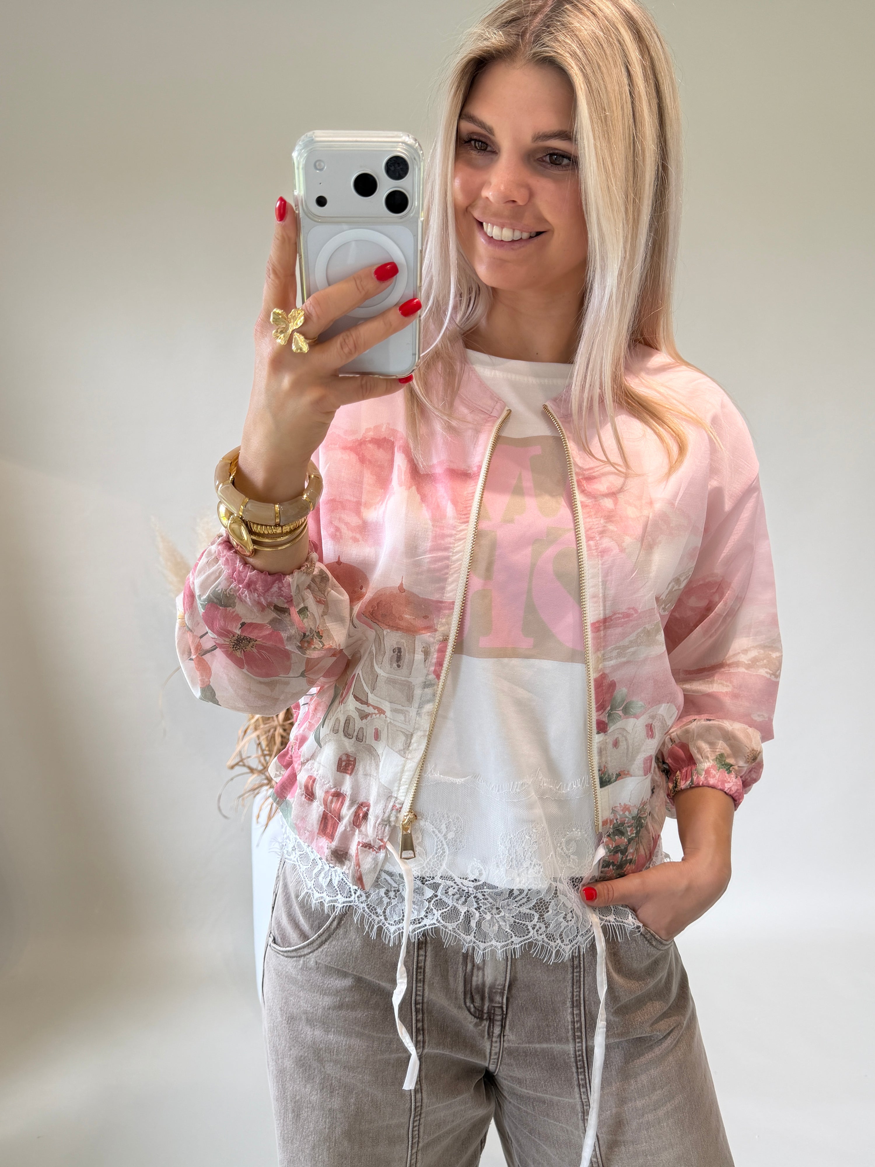 Jacke in Rosa mit Aufdruck ( Bunt )