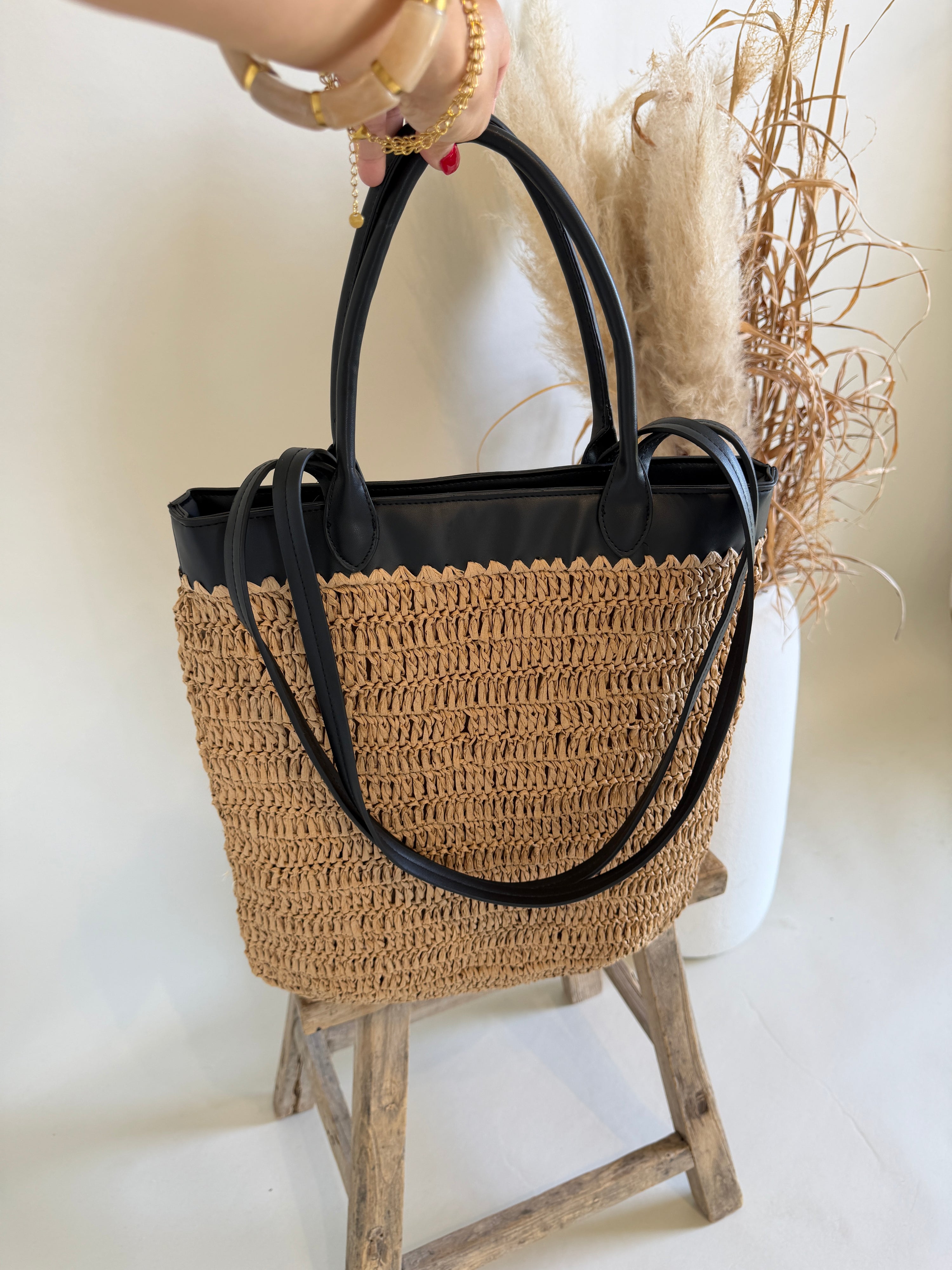 Tasche in Zimt mit Schwarz