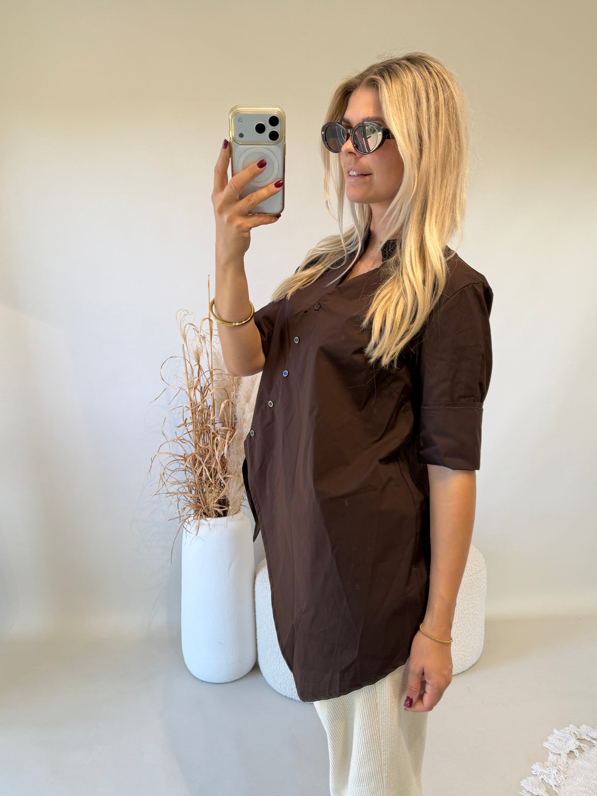 Bluse in Schokobraun