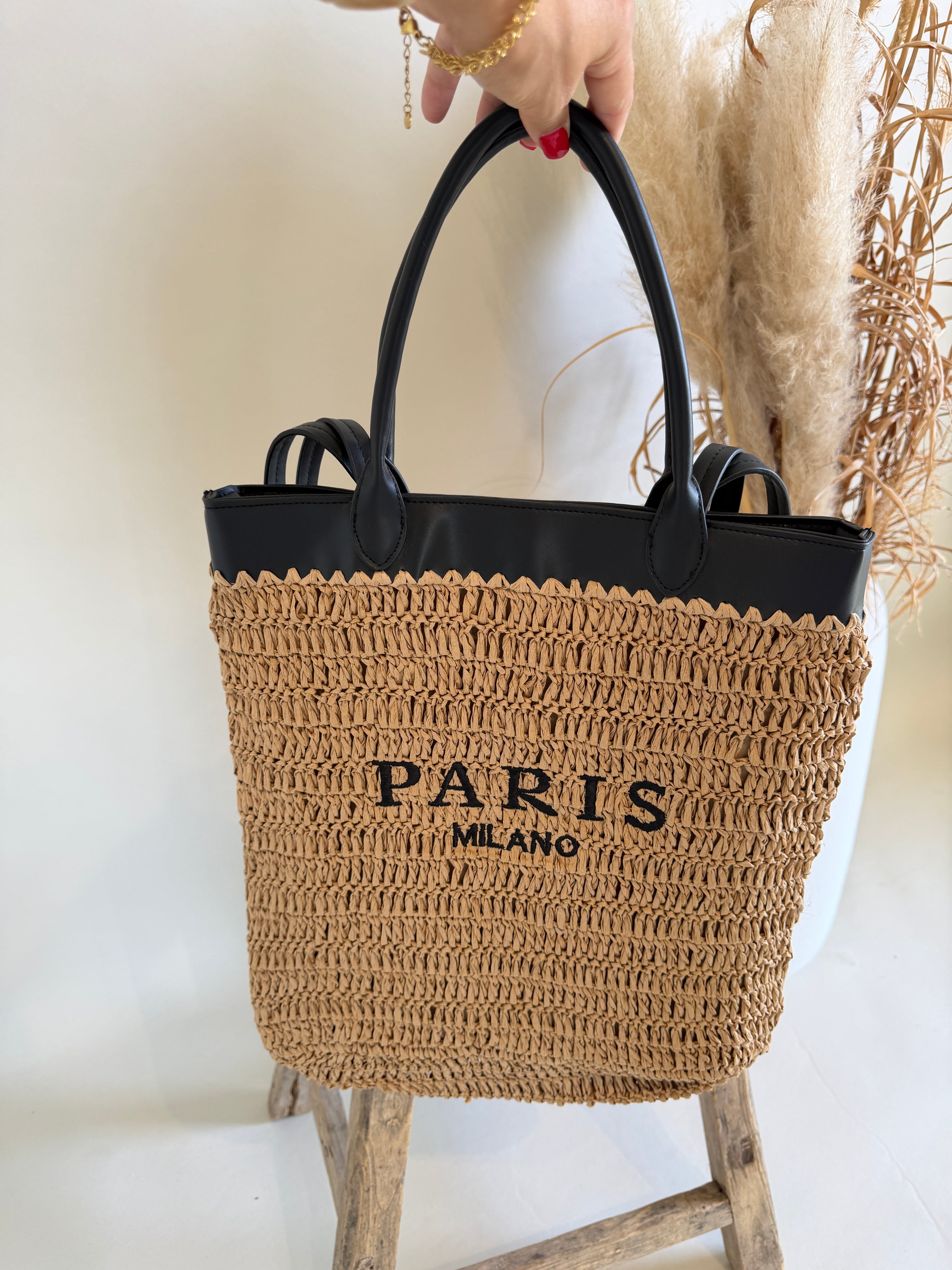 Tasche in Zimt mit Schwarz