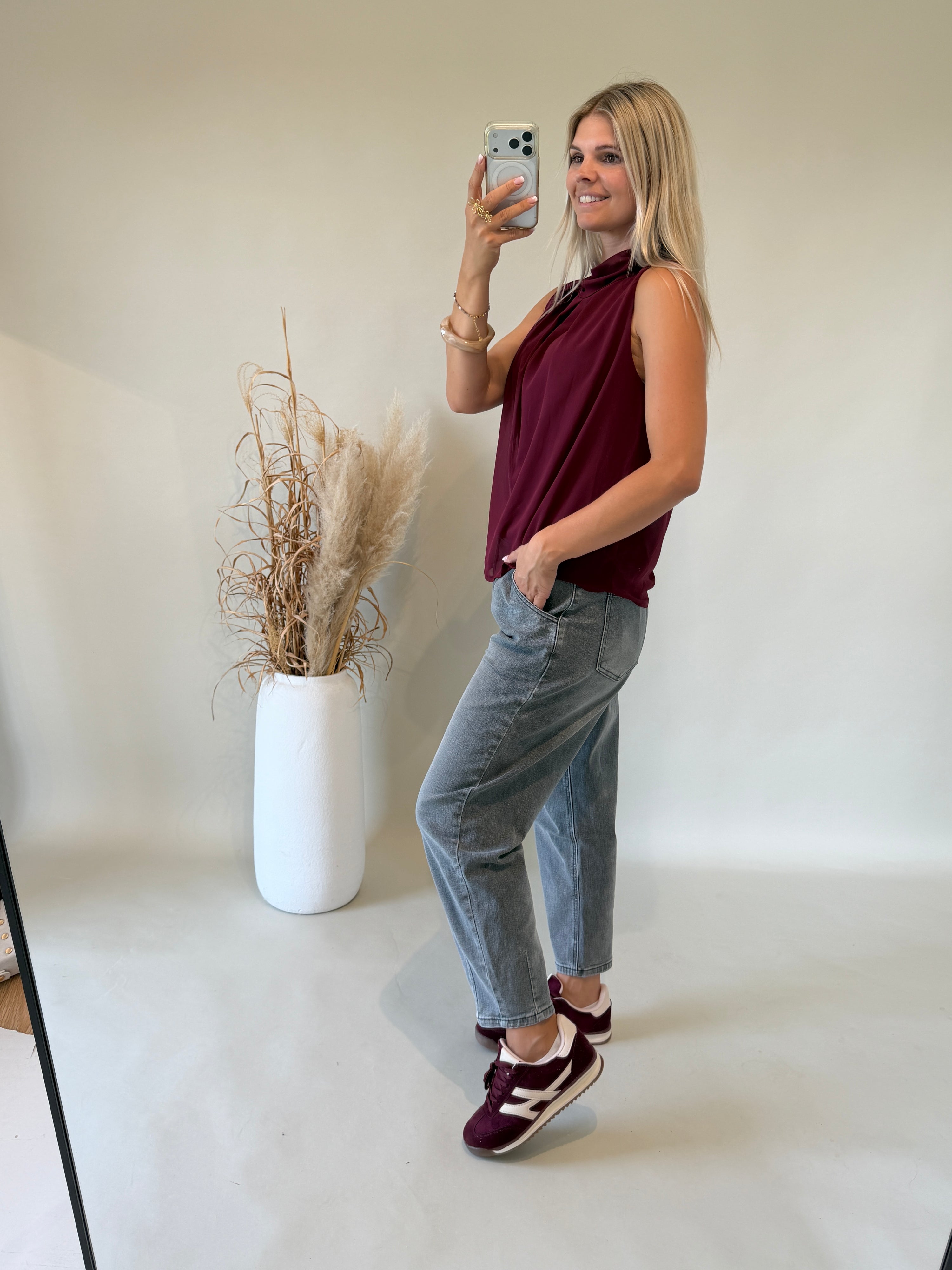 Bluse in Bordeaux