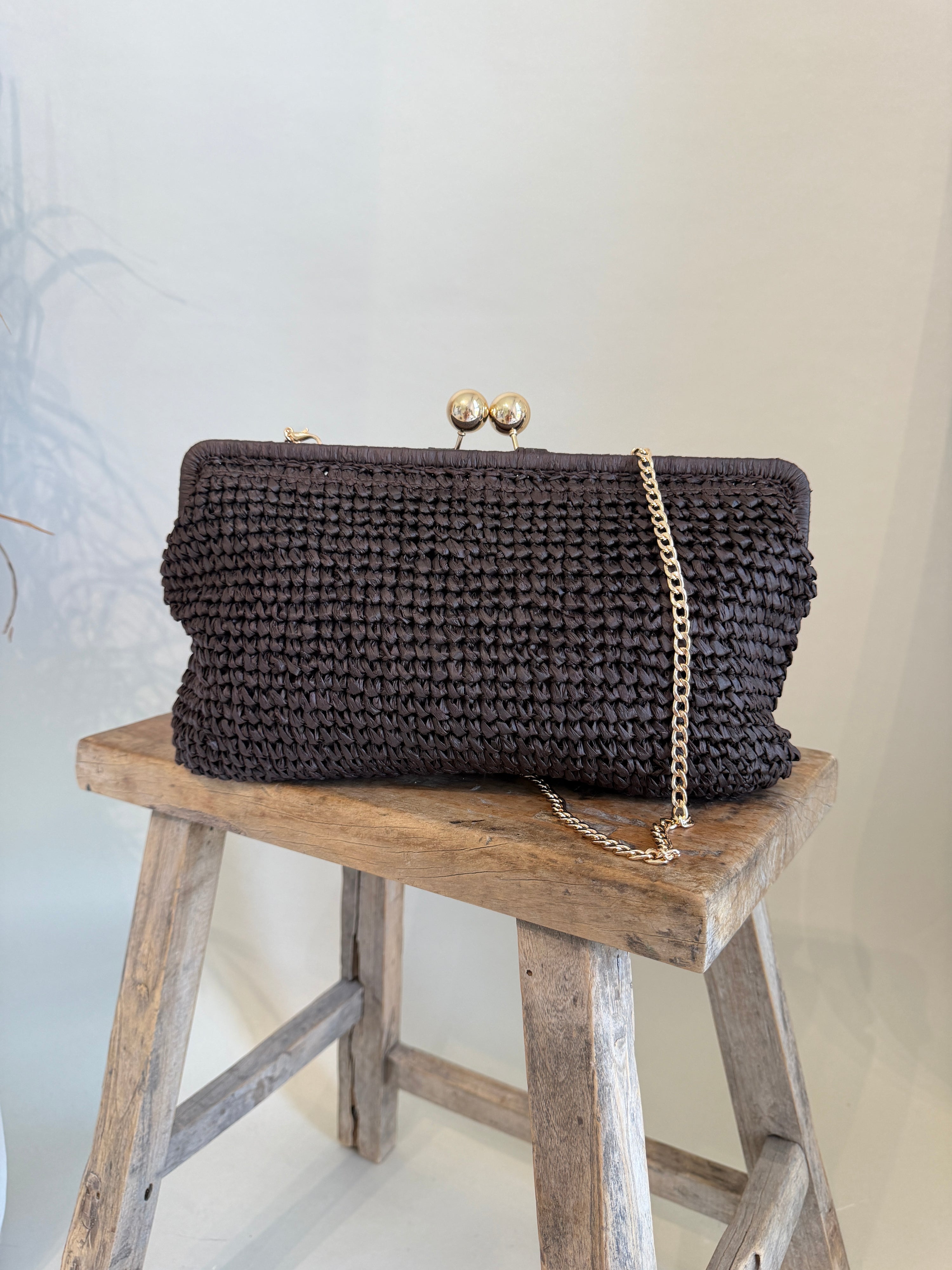 Basttasche in Schokobraun