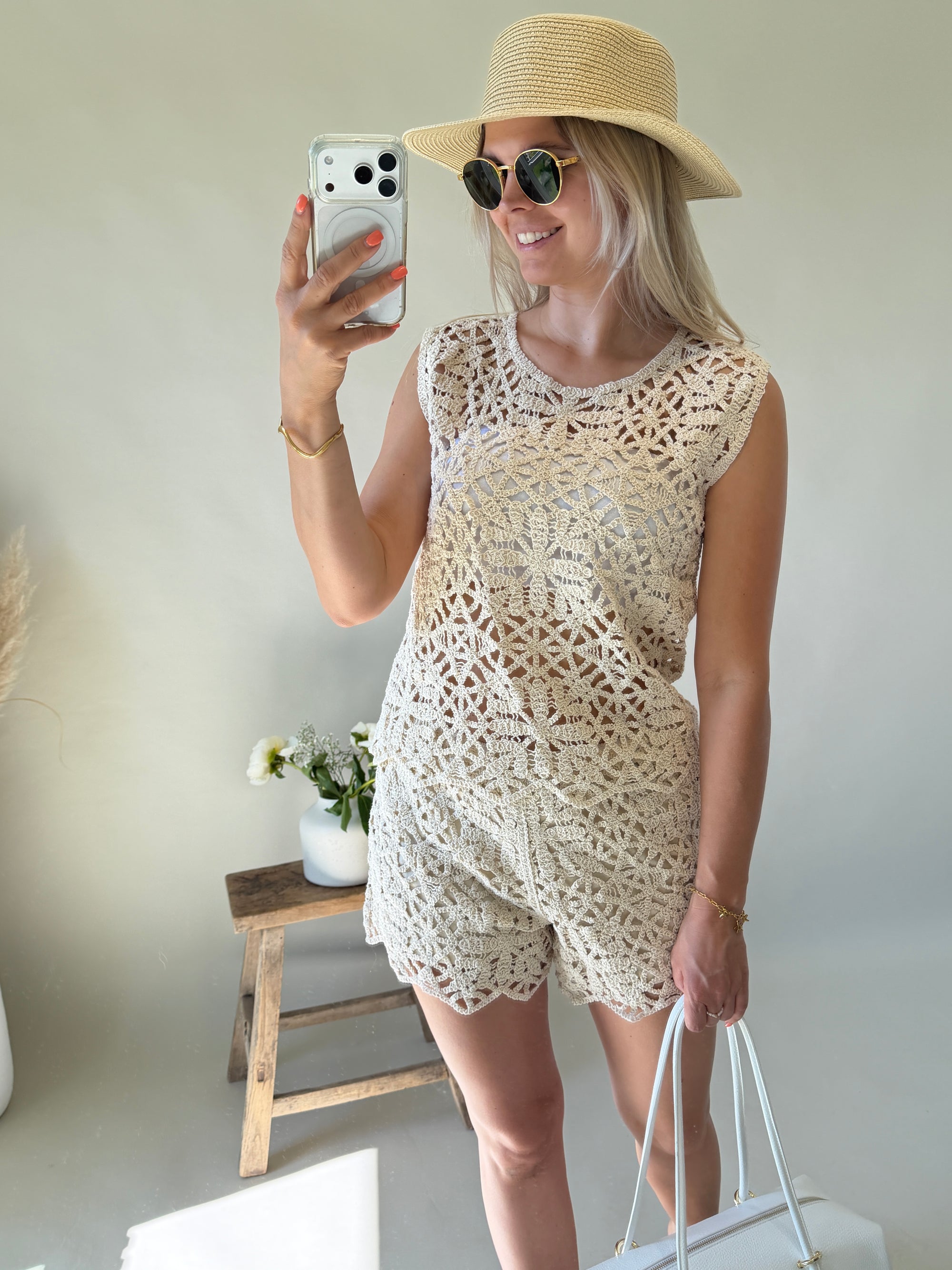 Top in  Beige aus Bohospitze