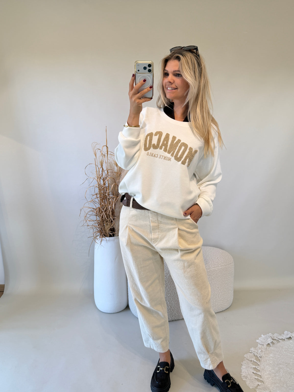 Sweatshirt in Weiß mit Aufdruck ( MONACO )