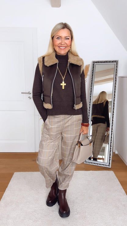 Balloon Hose in Schokobraun/Zimt/Wollweiß