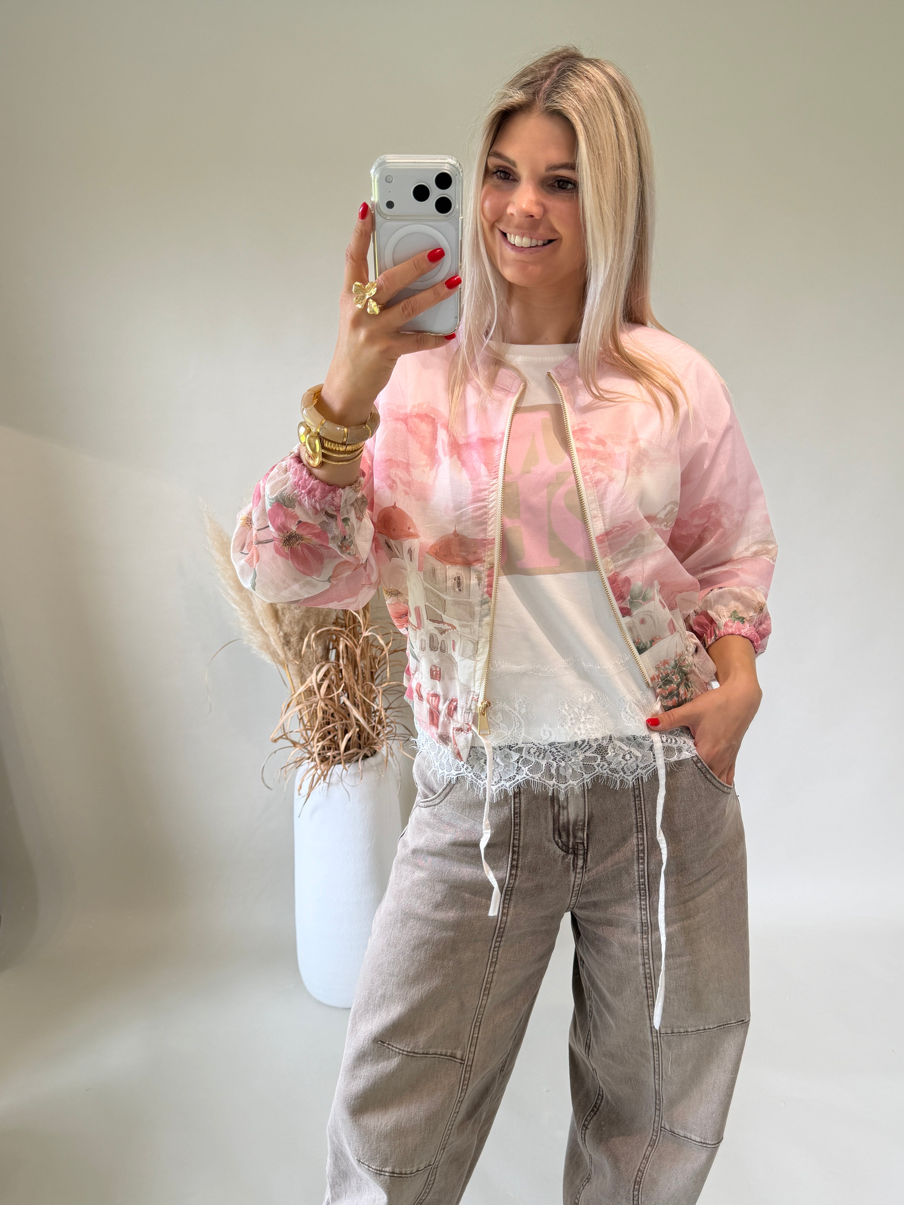 Jacke in Rosa mit Aufdruck ( Bunt )