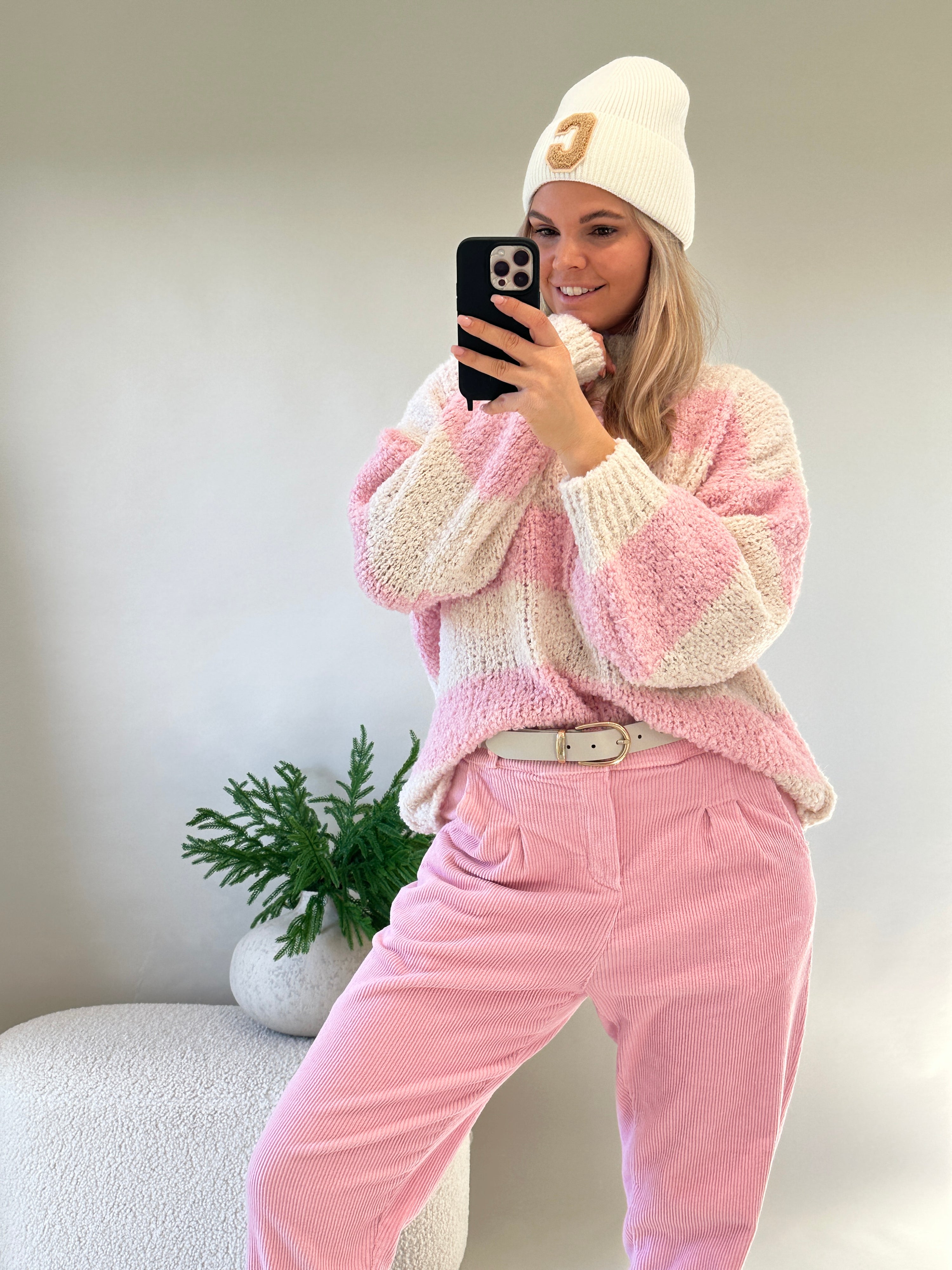 Pullover in Rosa/Beige