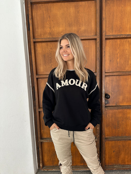 Pullover Amour in Schwarz mit Beige