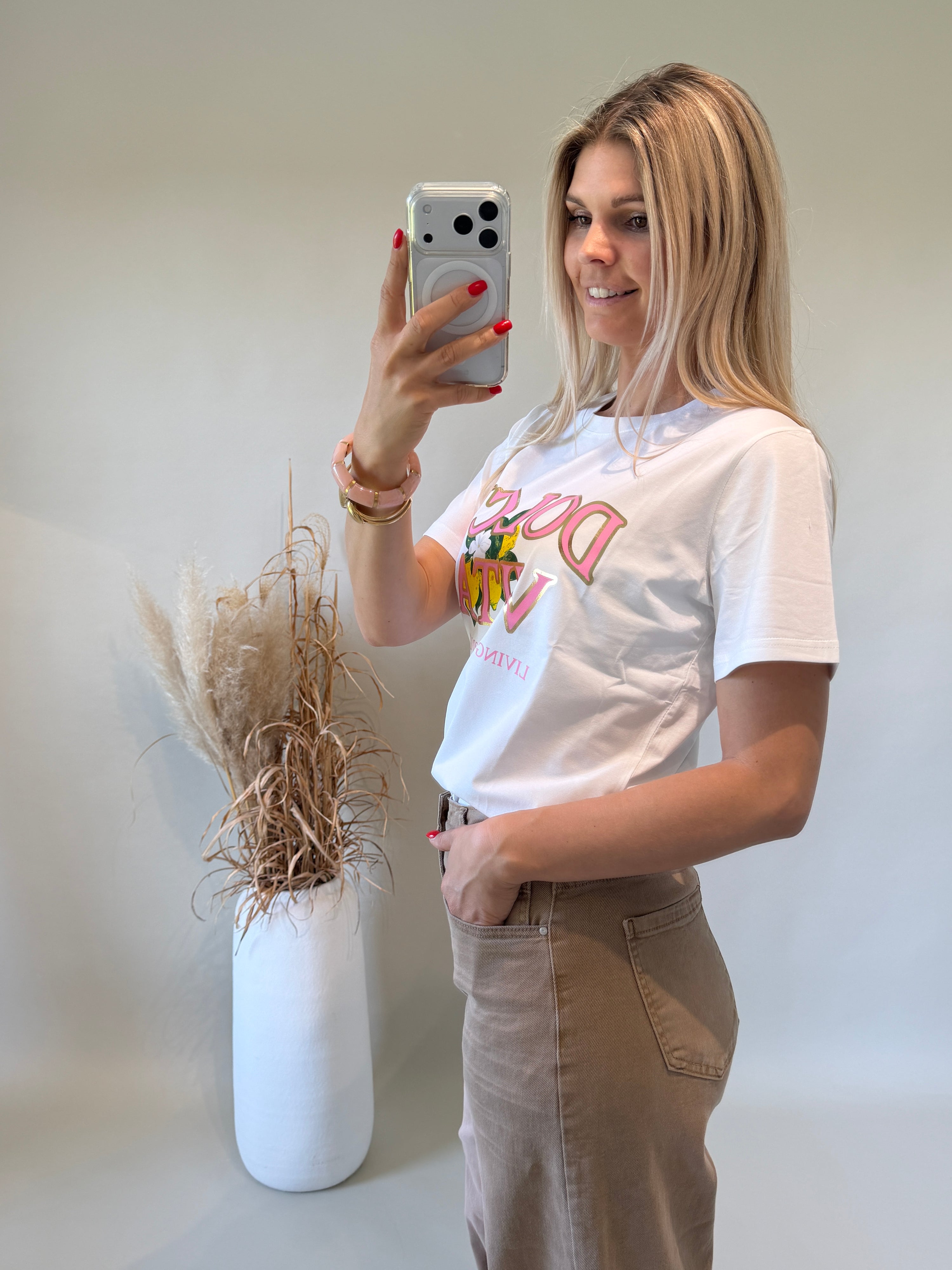 T - Shirt in Weiß mit Aufdruck ( Zitronen und Rosa Schrift )