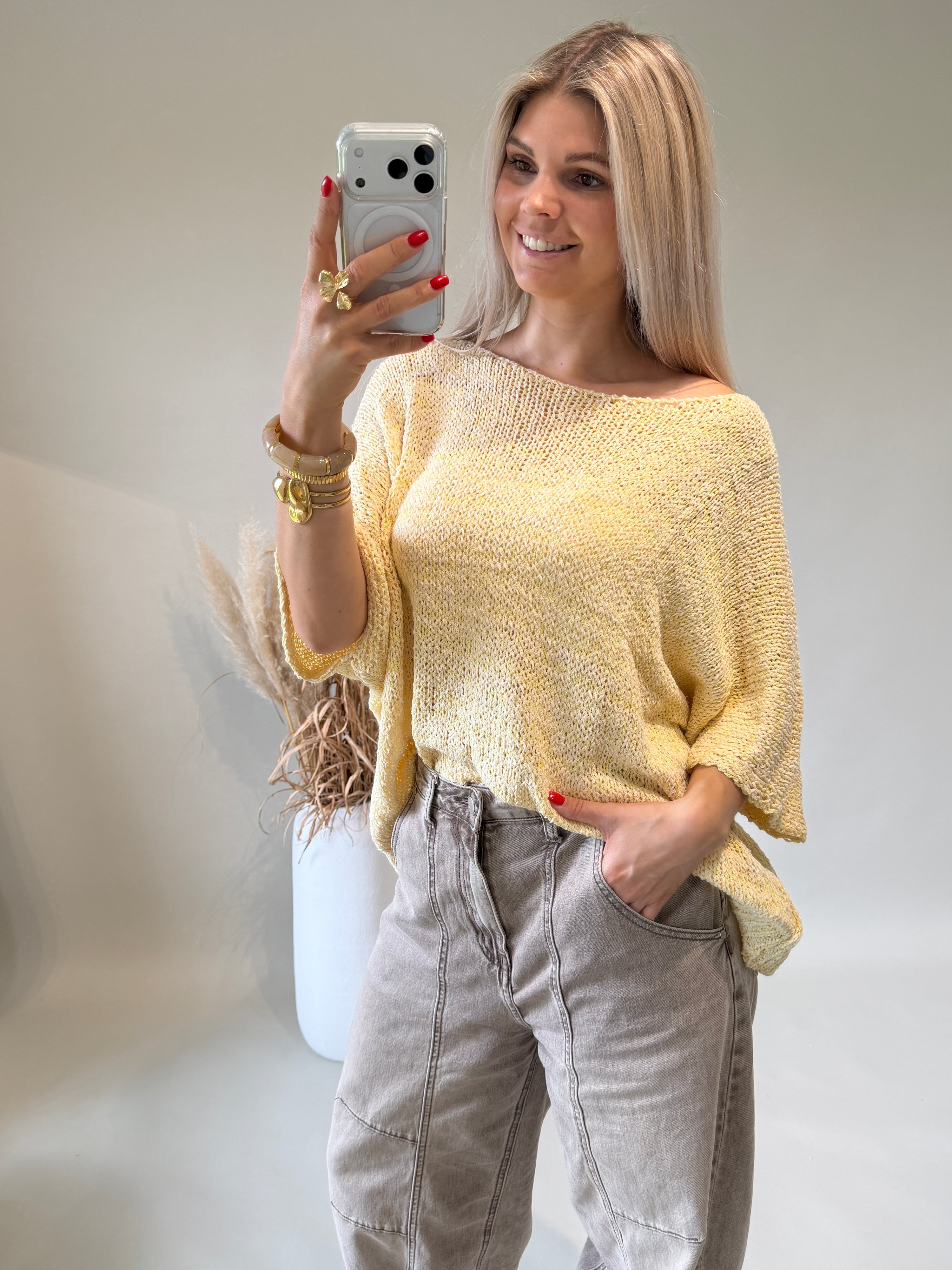 Pullover in Vanillegelb ( Kurzarm )