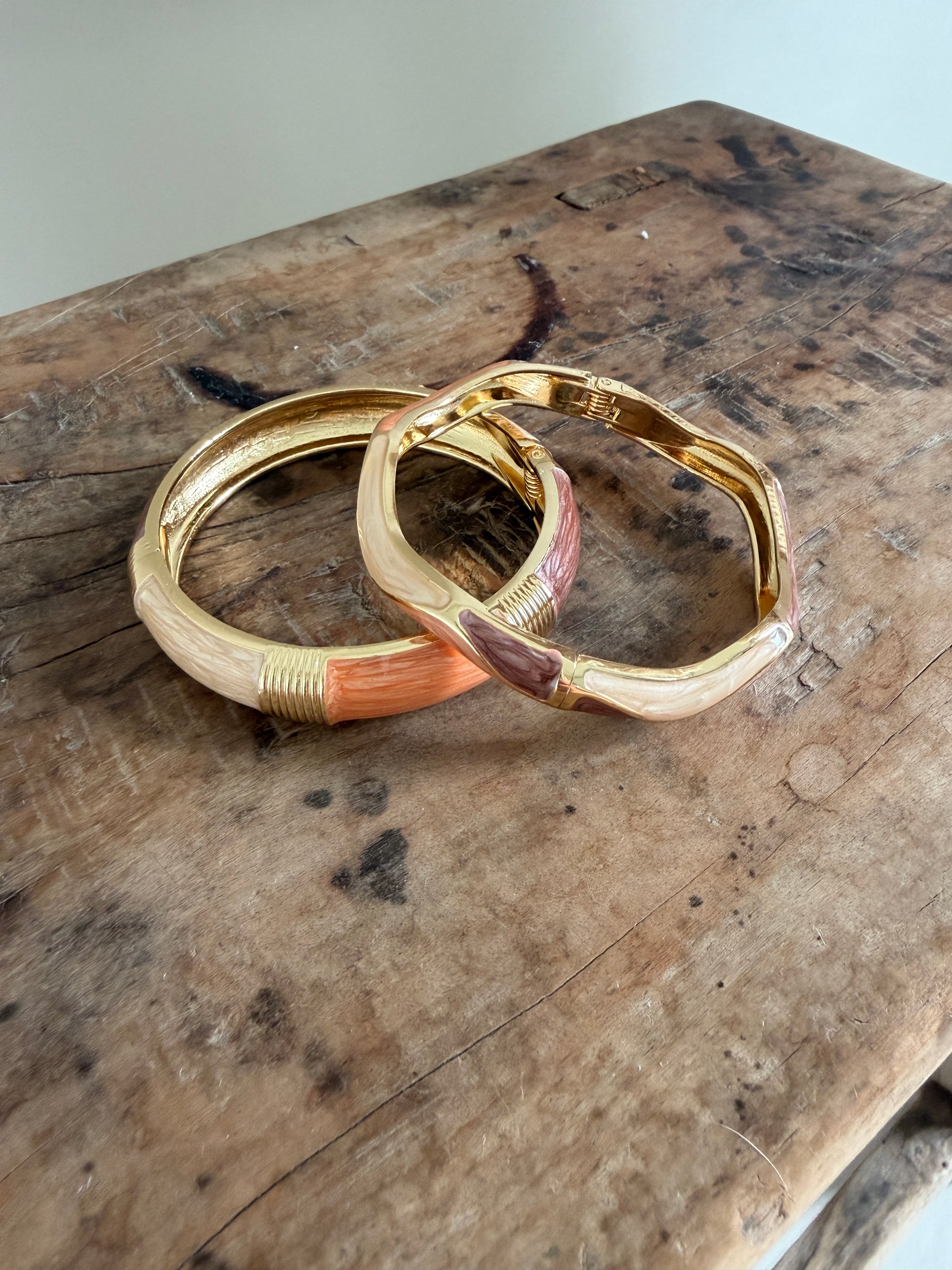 Armreif in verschiedenen Brauntönen ( Spange ) mit Gold