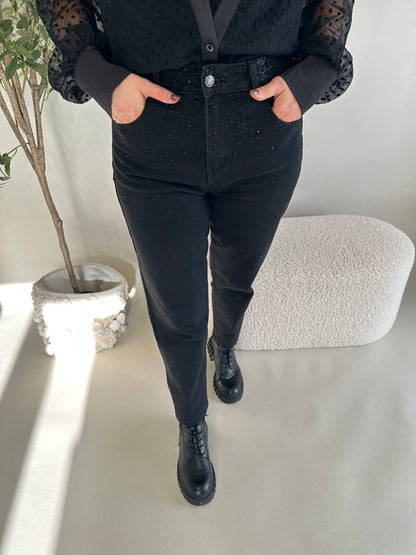 Jeans in Schwarz mit Glitzer