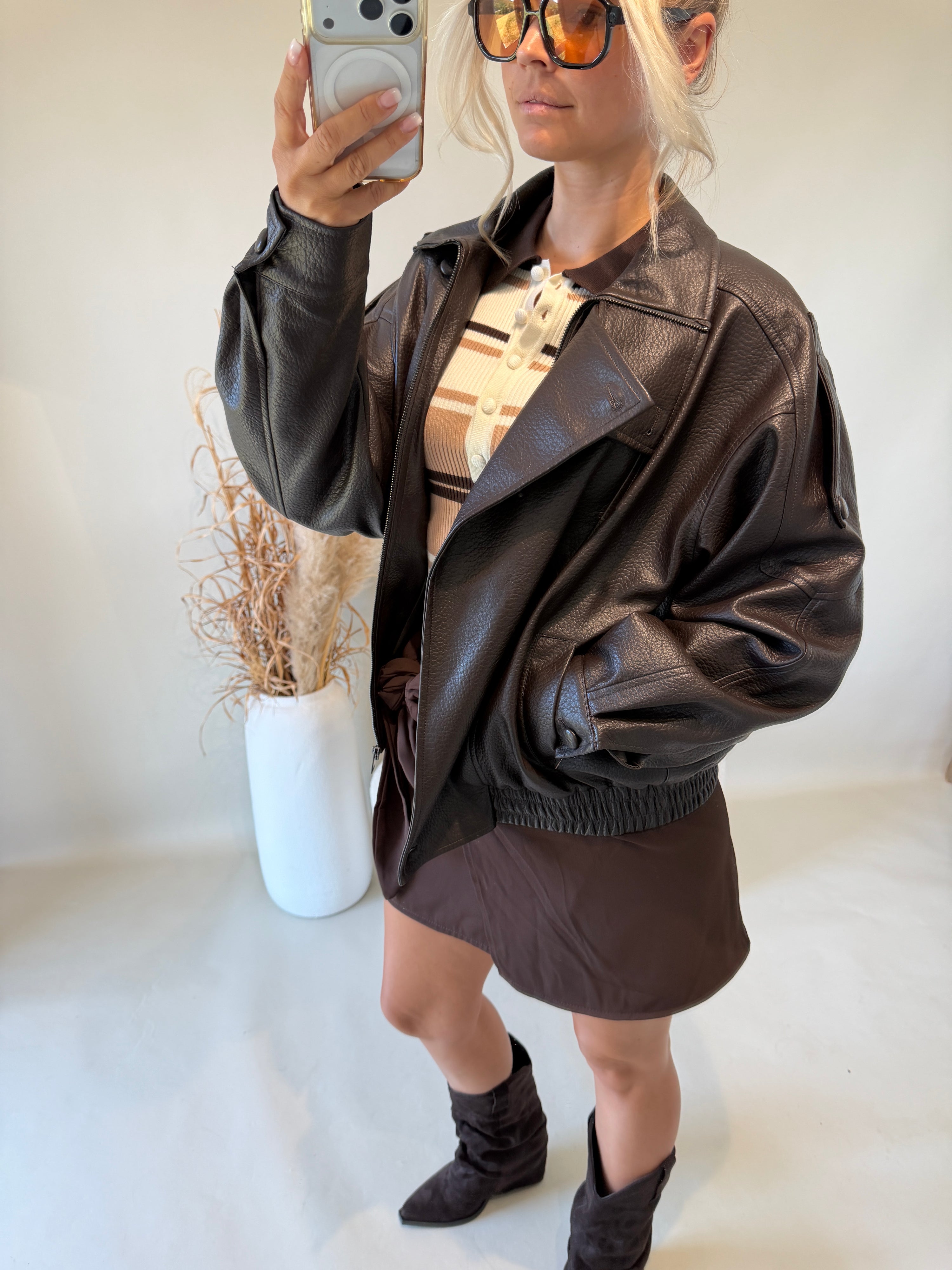 Jacke in Schokobraun  ( Lederoptik )