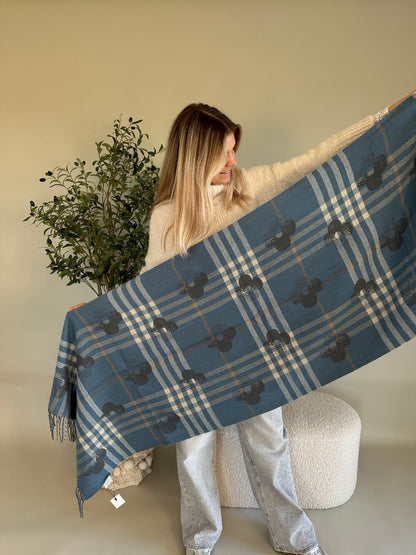 Schal in Blau mit Beige