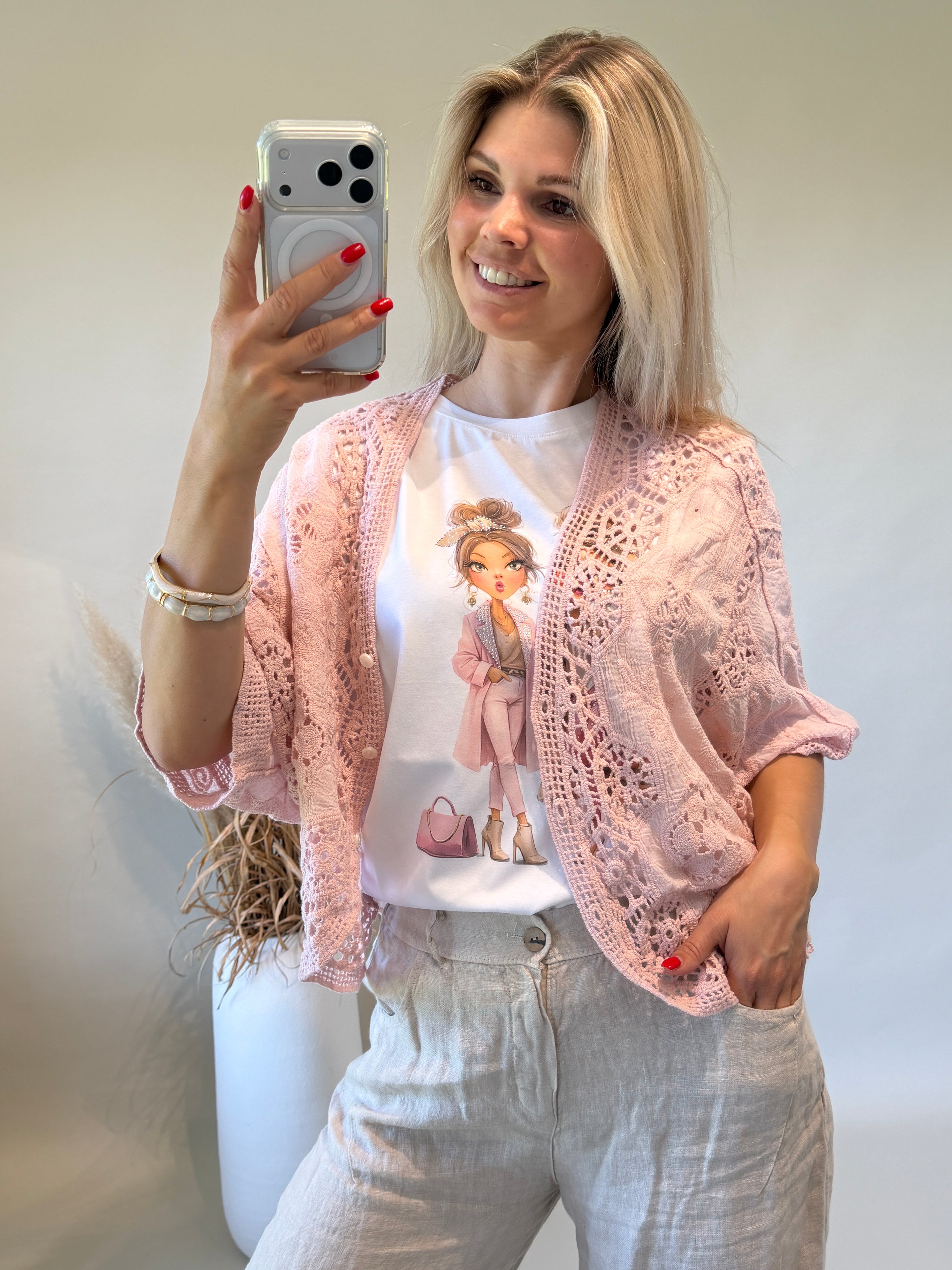 Jacke Boho in Rosa