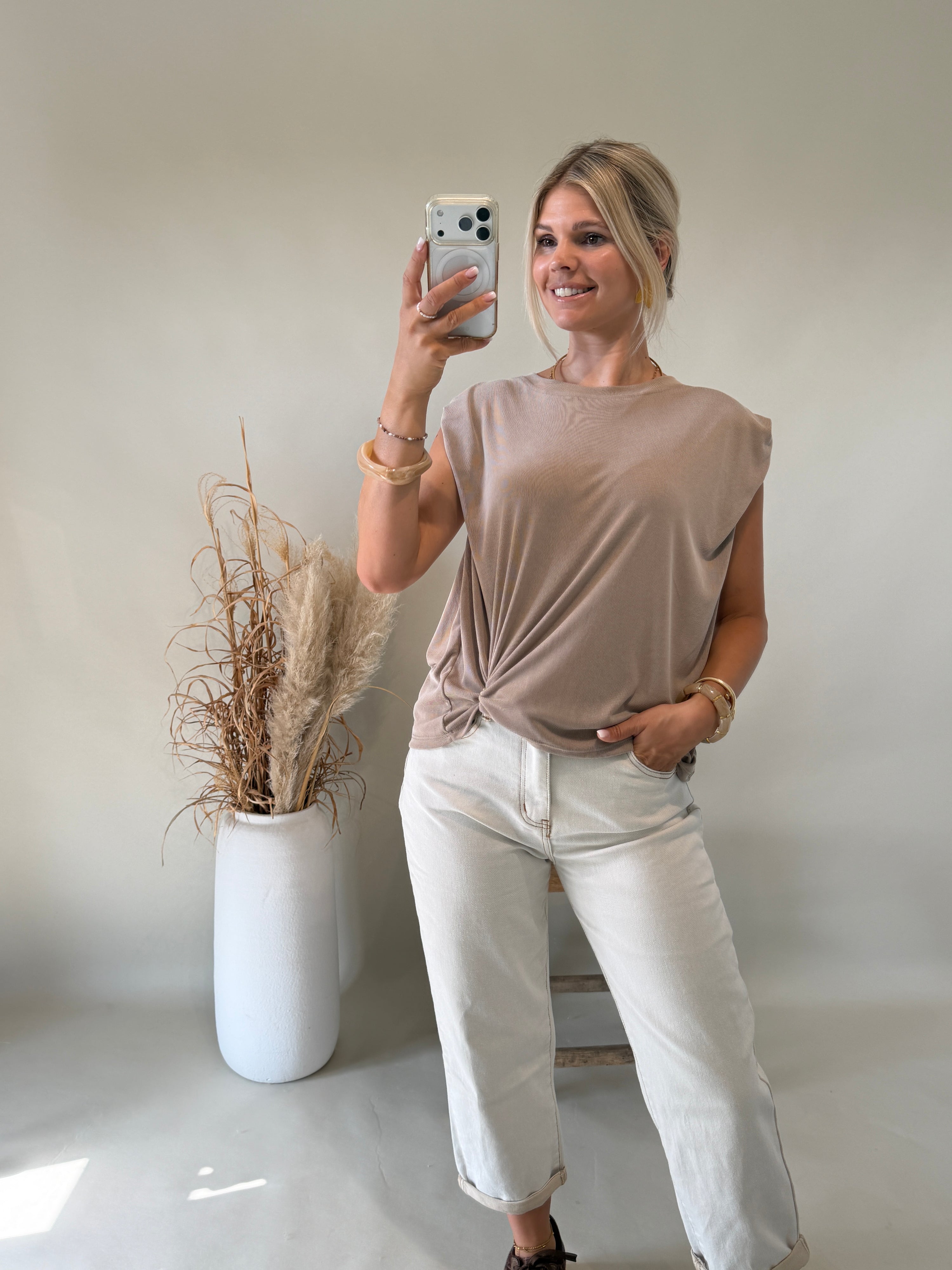 Shirt Feinstrickoptik  in Zimt