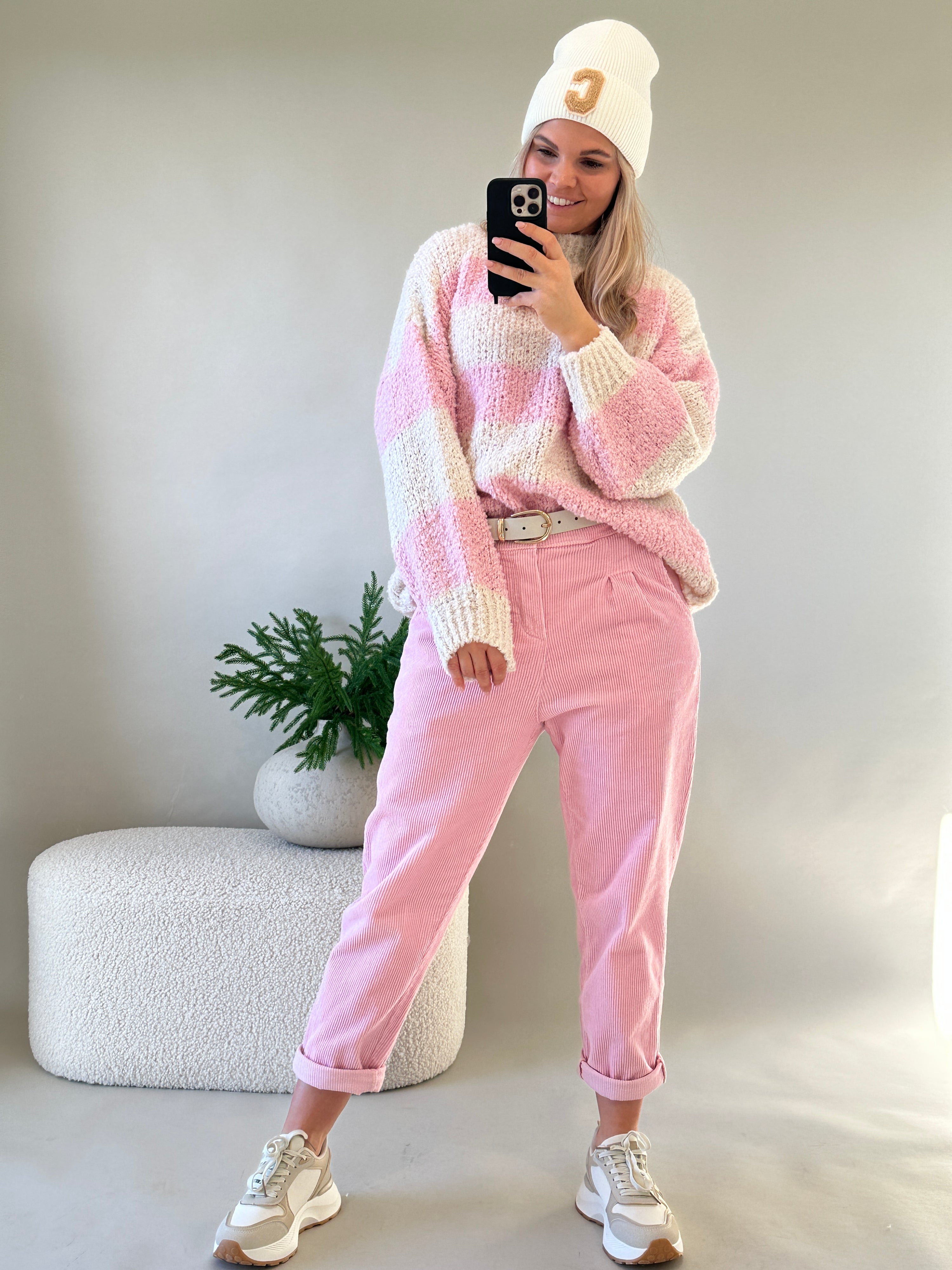 Pullover in Rosa/Beige