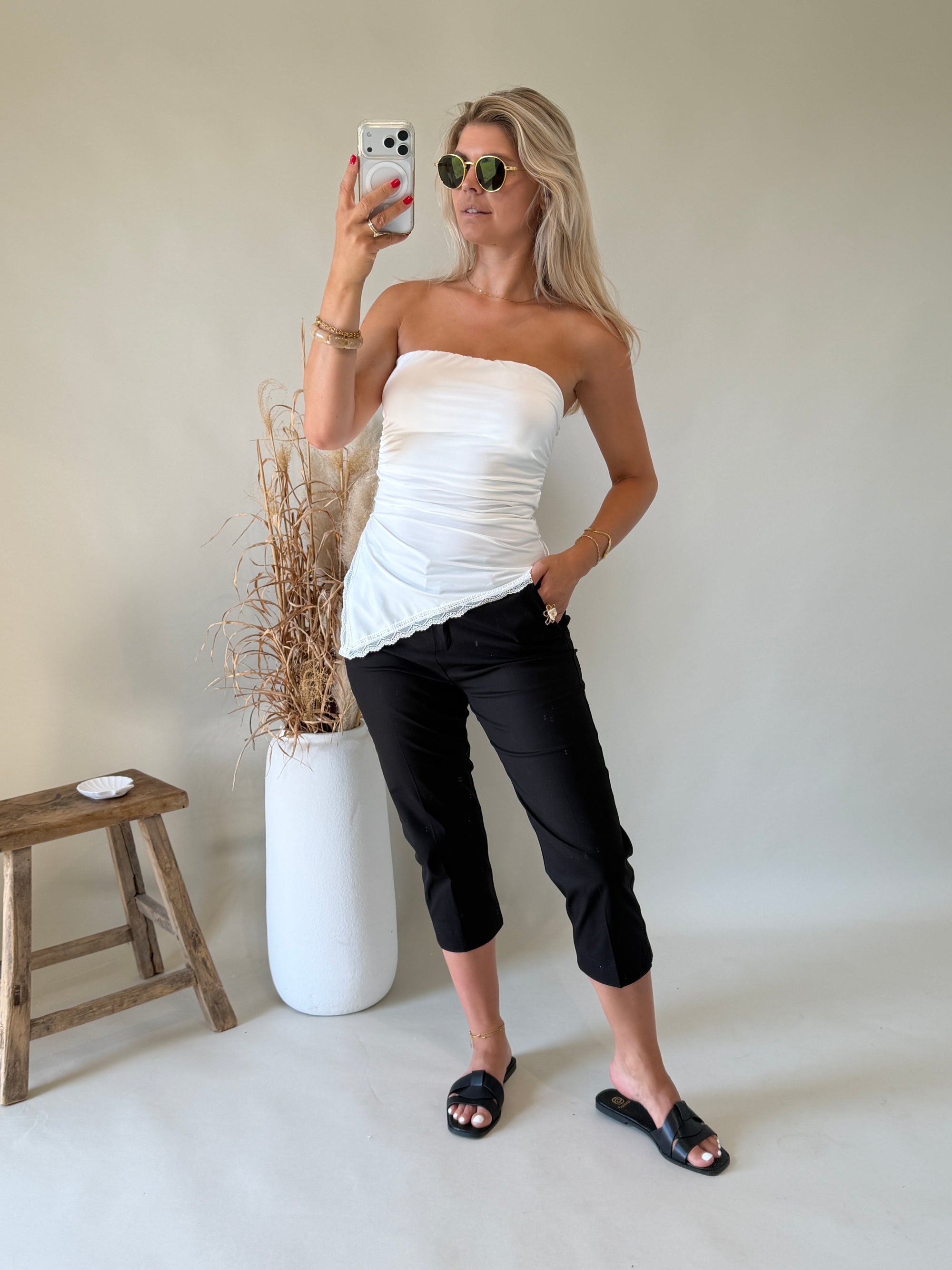 Top in Weiß ( Bandeau ) mit Spitze