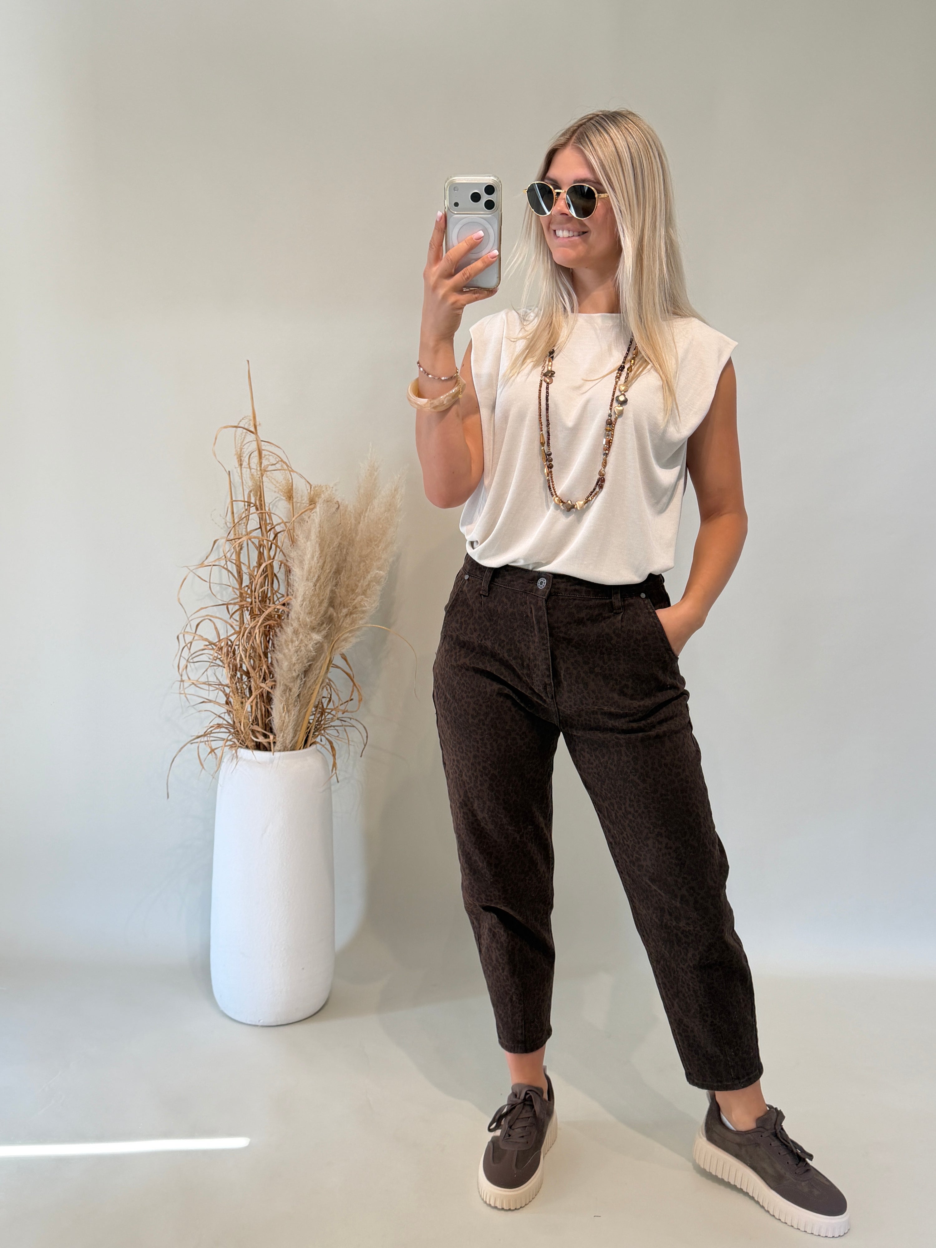 Shirt Feinstrickoptik in Beige