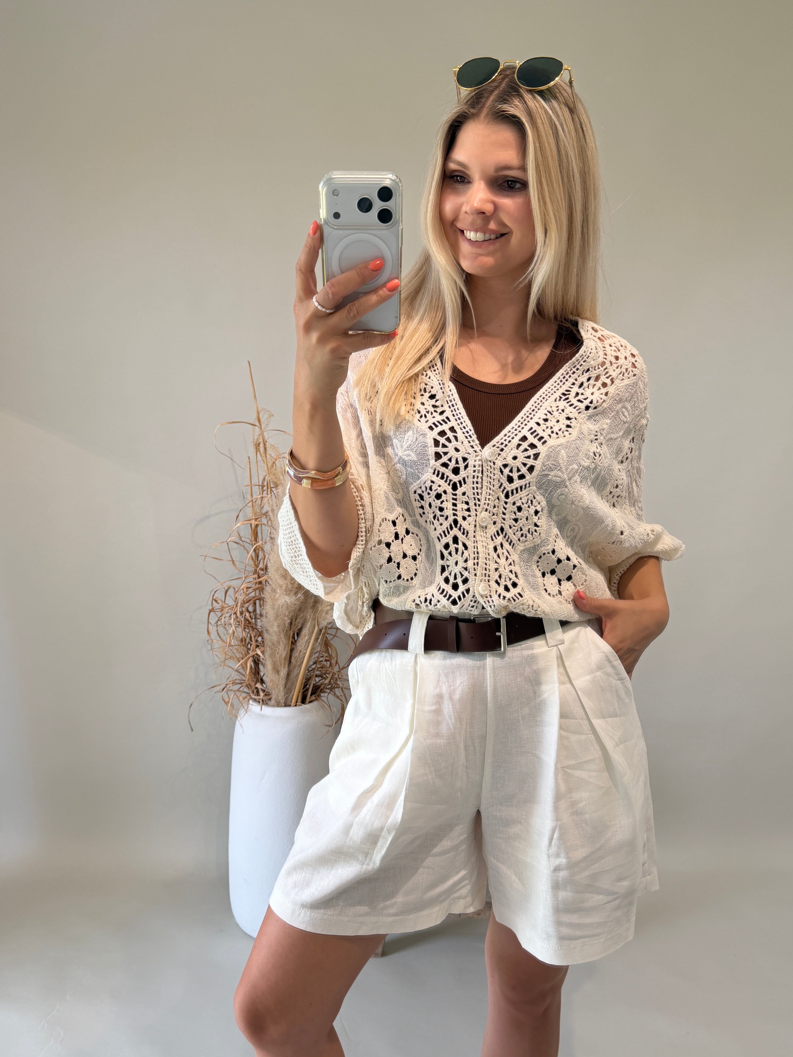 Jacke in Beige aus Bohospitze