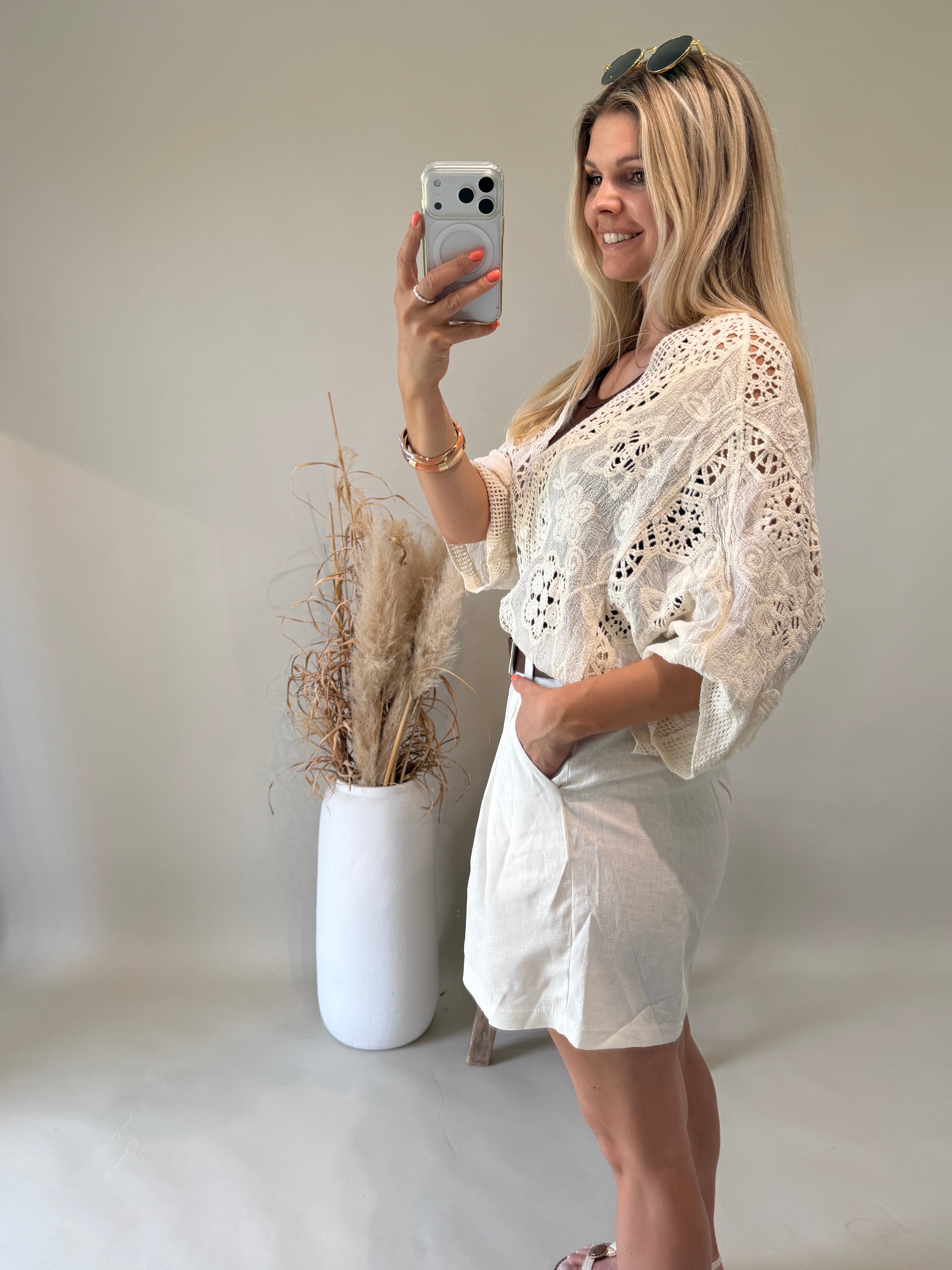 Jacke in Beige aus Bohospitze