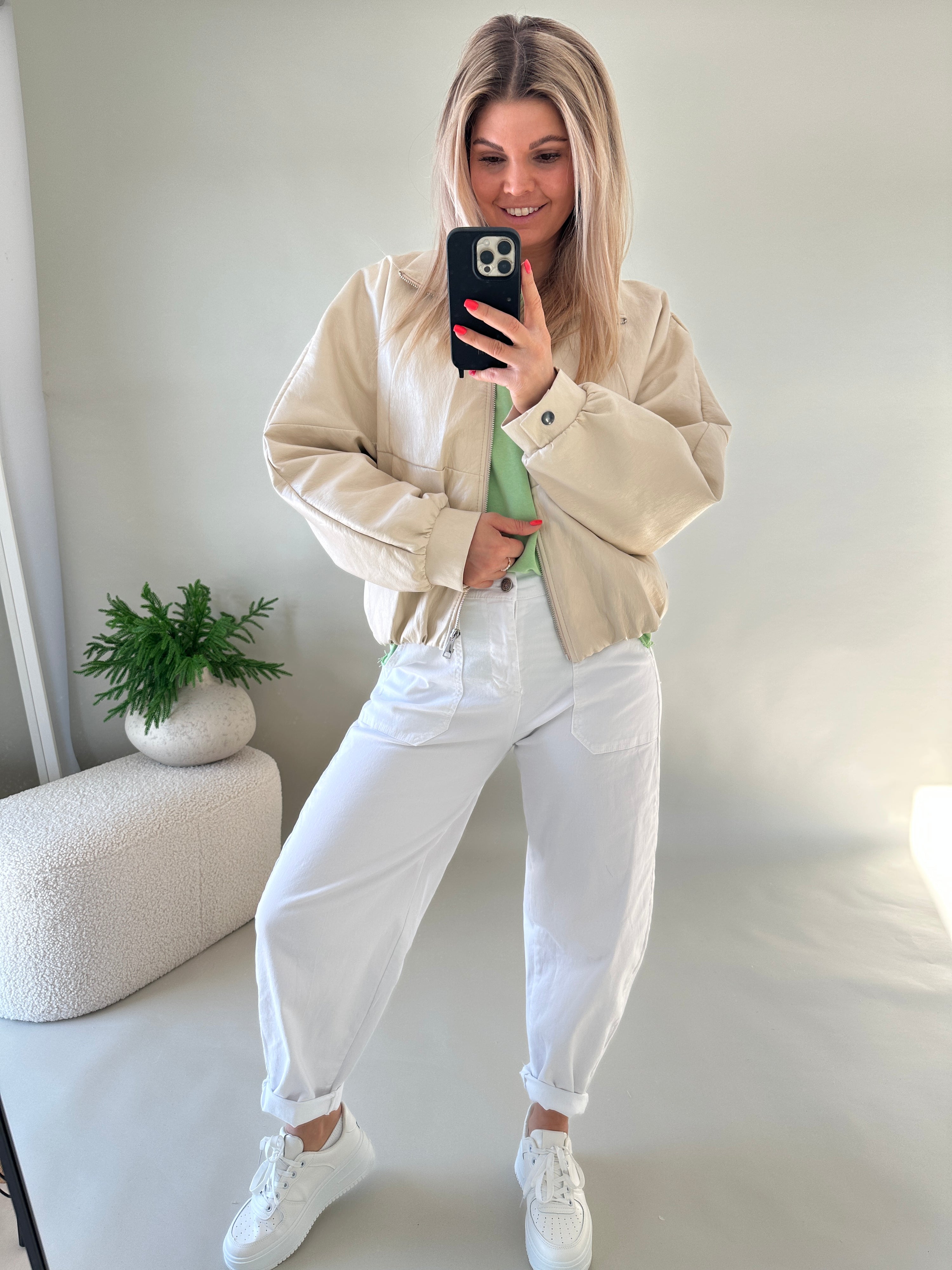 Kunstlederjacke in Beige